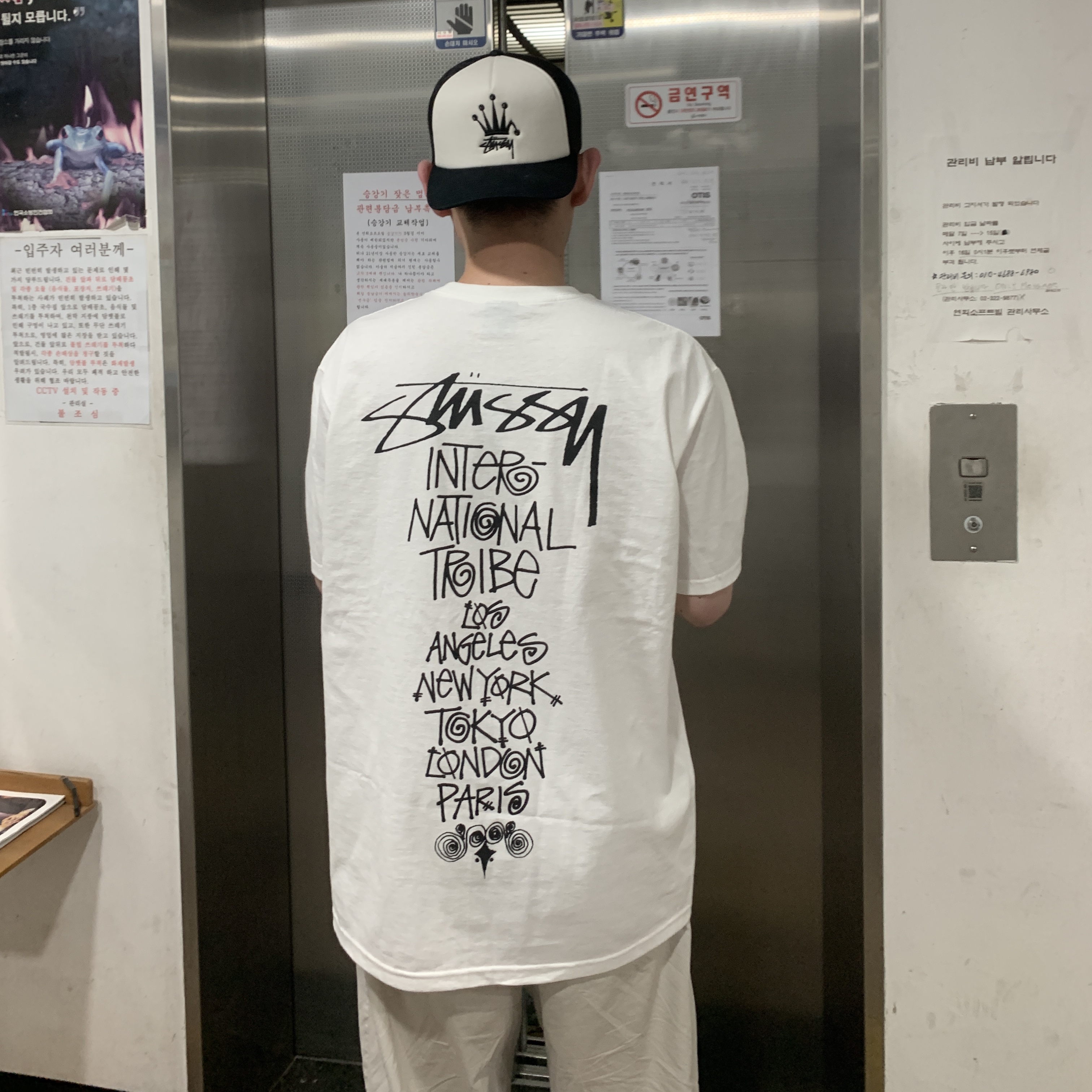 Stussy Tribe Stack T-Shirt White 착용 스타일