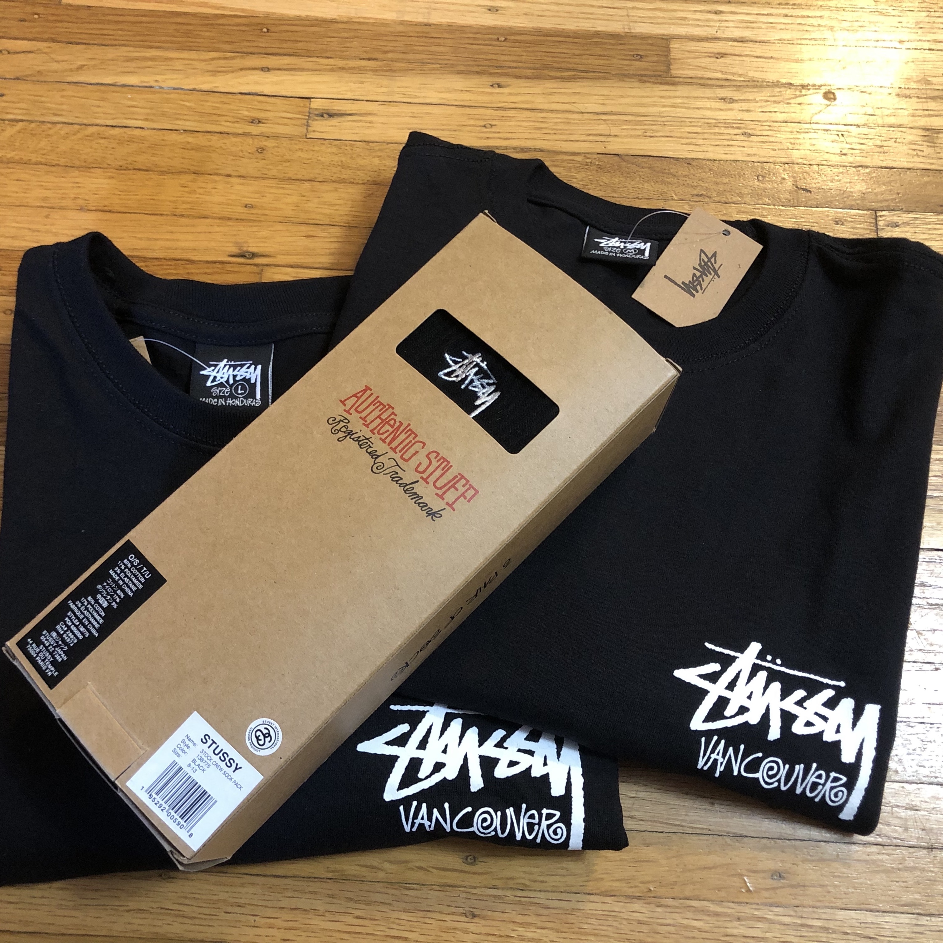Stussy Small Stock Crew Socks Black (3 Pack) 착용 스타일
