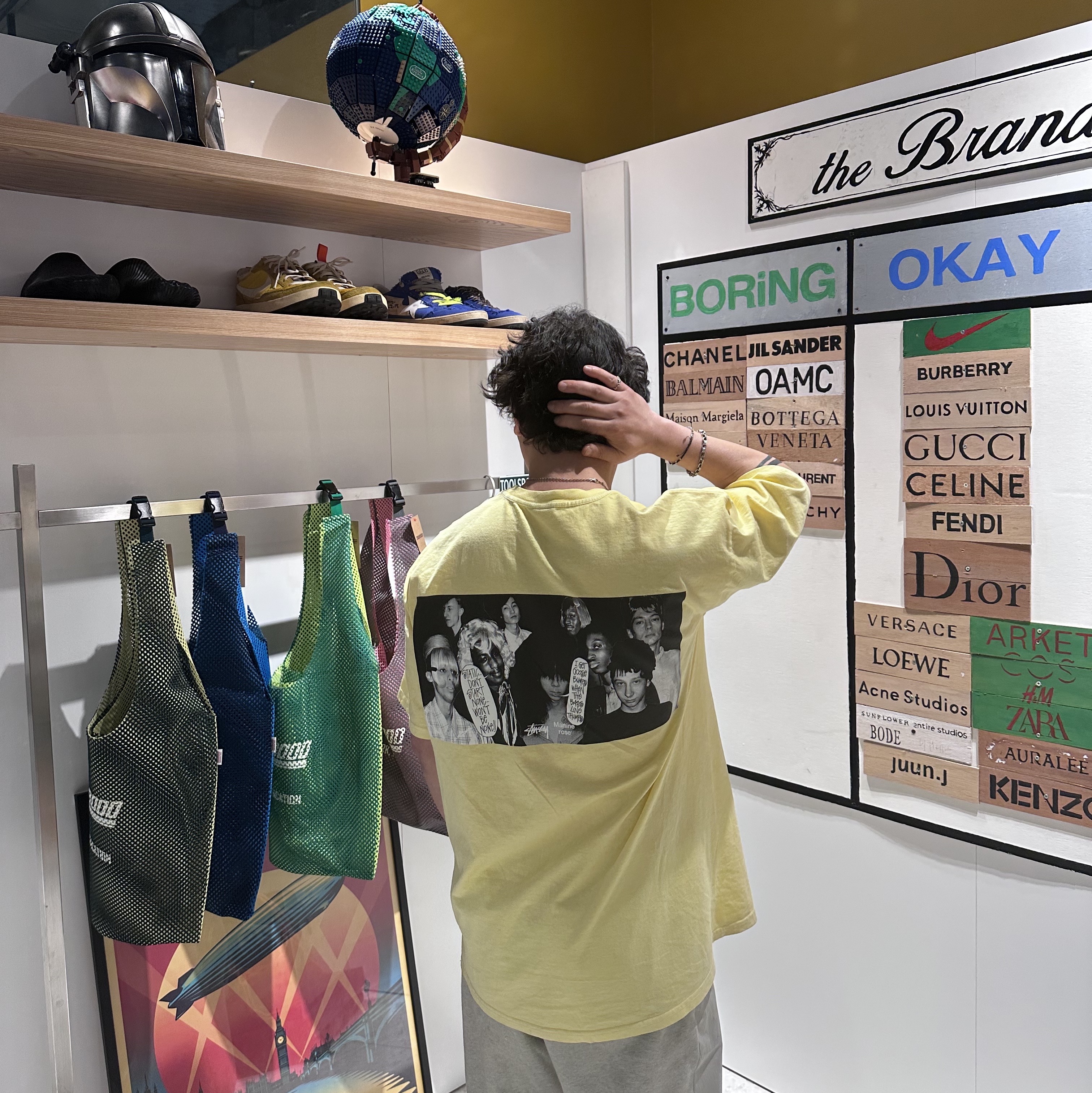 Stussy x Martine Rose Collage Pigment Dyed T-Shirt Lemon 착용 스타일