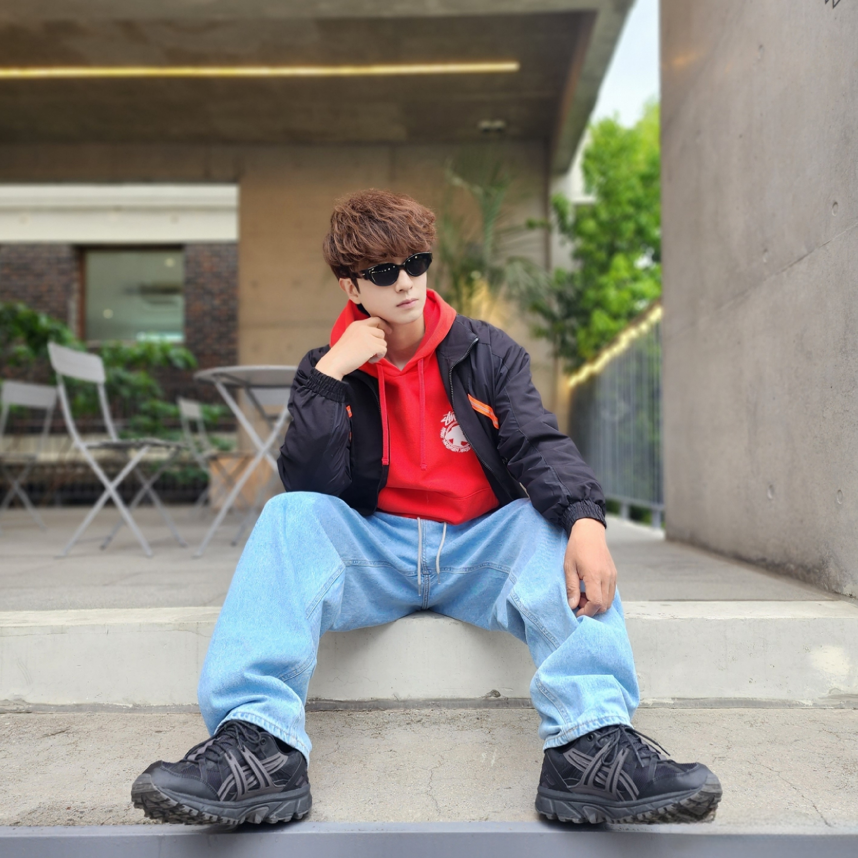 Stussy Beach Roots Hoodie Red, Asics Gel-Sonoma 15-50 Black Obsidian Grey 착용 스타일 - 3