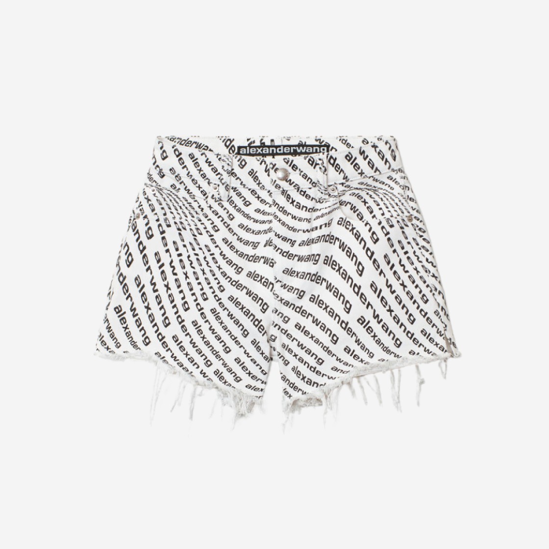 (W) Alexander Wang Wave Logo Bite Short White Black 상세 이미지 1