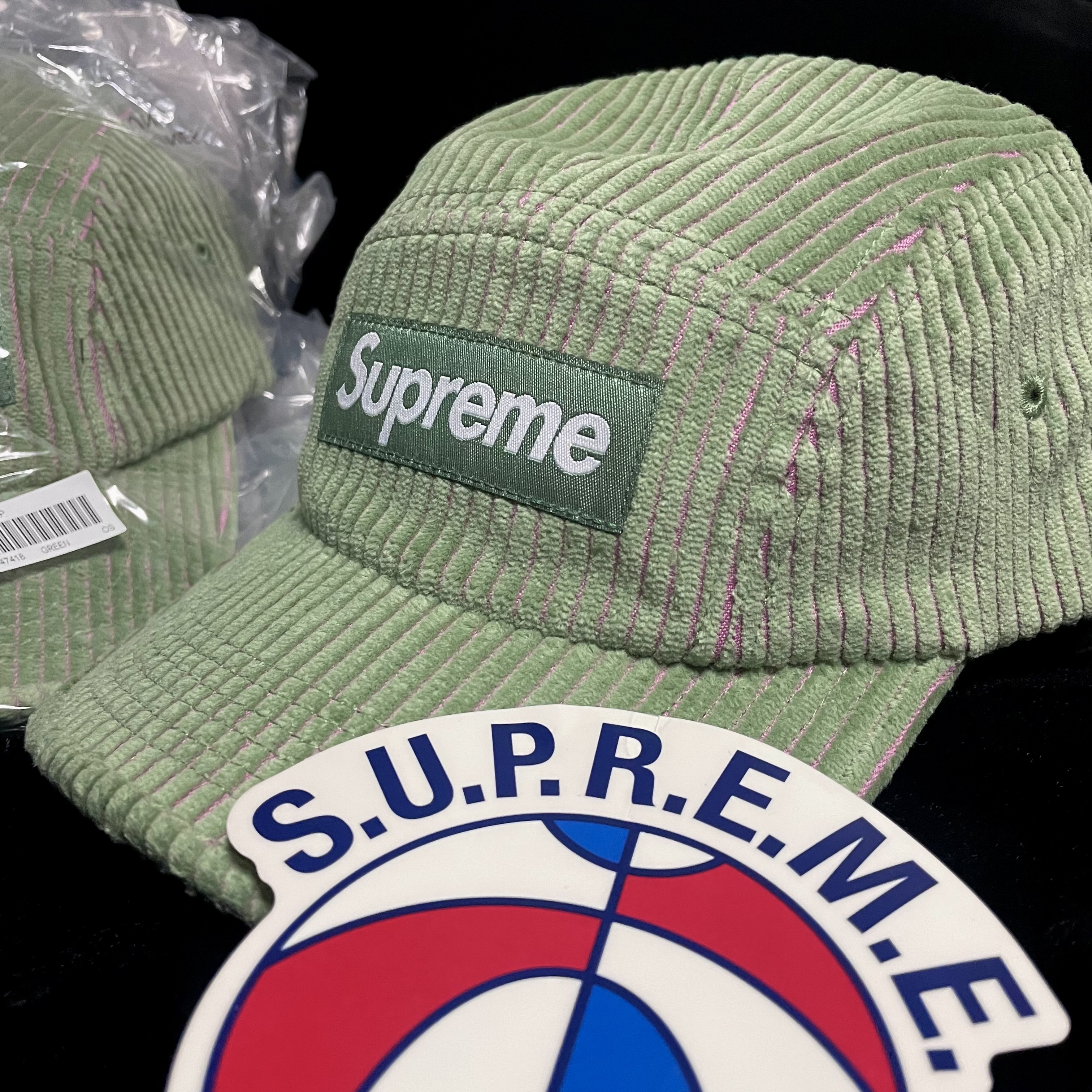 Supreme 2-Tone Corduroy Camp Cap Green - 23SS 착용 스타일