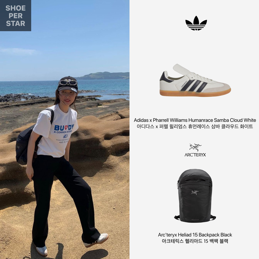 Adidas x Pharrell Williams Humanrace Samba Cloud White Night Grey, Arc'teryx Heliad 15 Backpack Black 착용 스타일 - 1