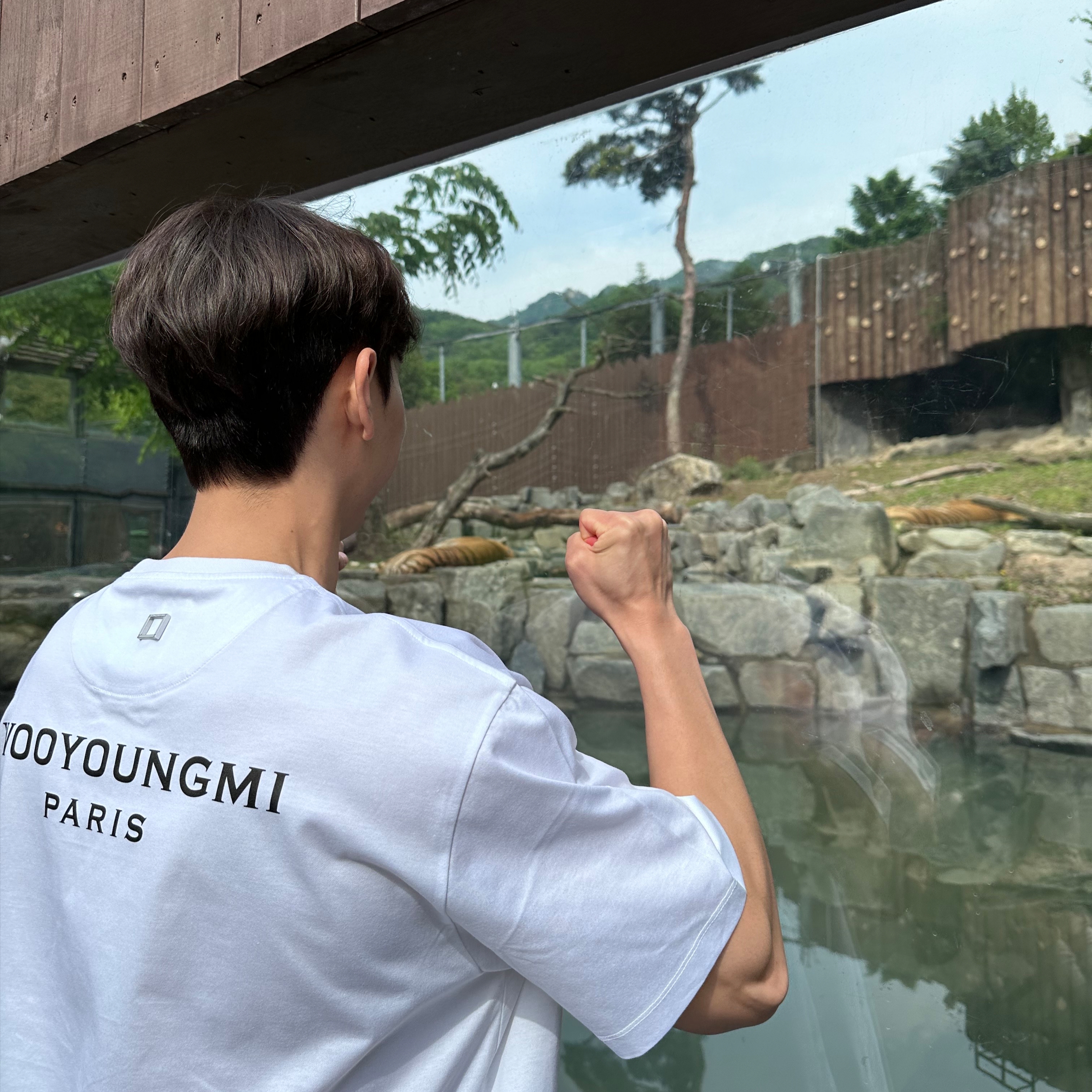 Wooyoungmi Cotton Back Logo T-shirt White - 23SS 착용 스타일