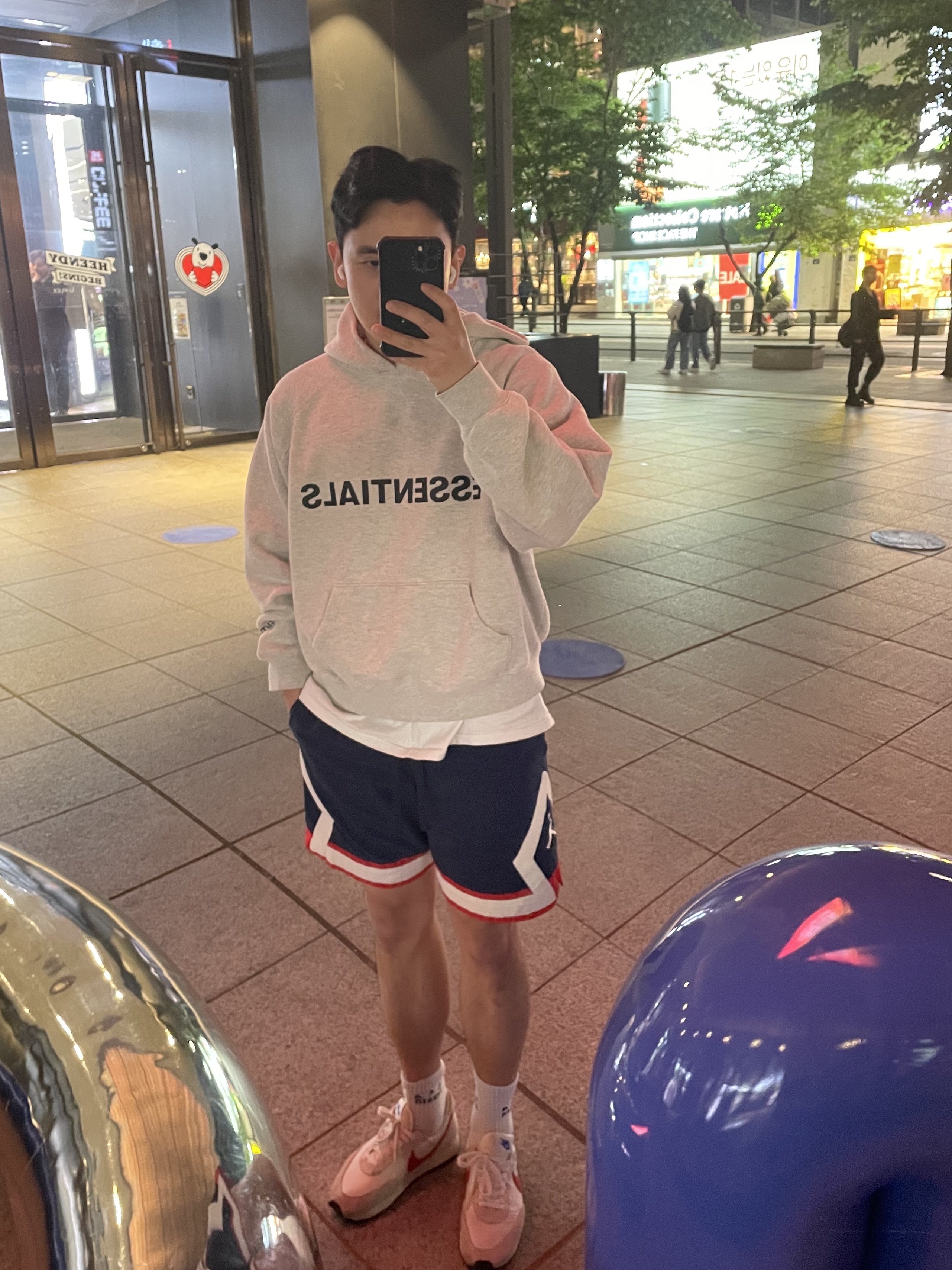 에센셜 3D 실리콘 아플리케 풀오버 후드 오트밀/오트밀 헤더/라이트 헤더 오트밀 2020, 아이앱 스튜디오 삭스 팩 블랙 네이비 화이트 착용 스타일 - 1