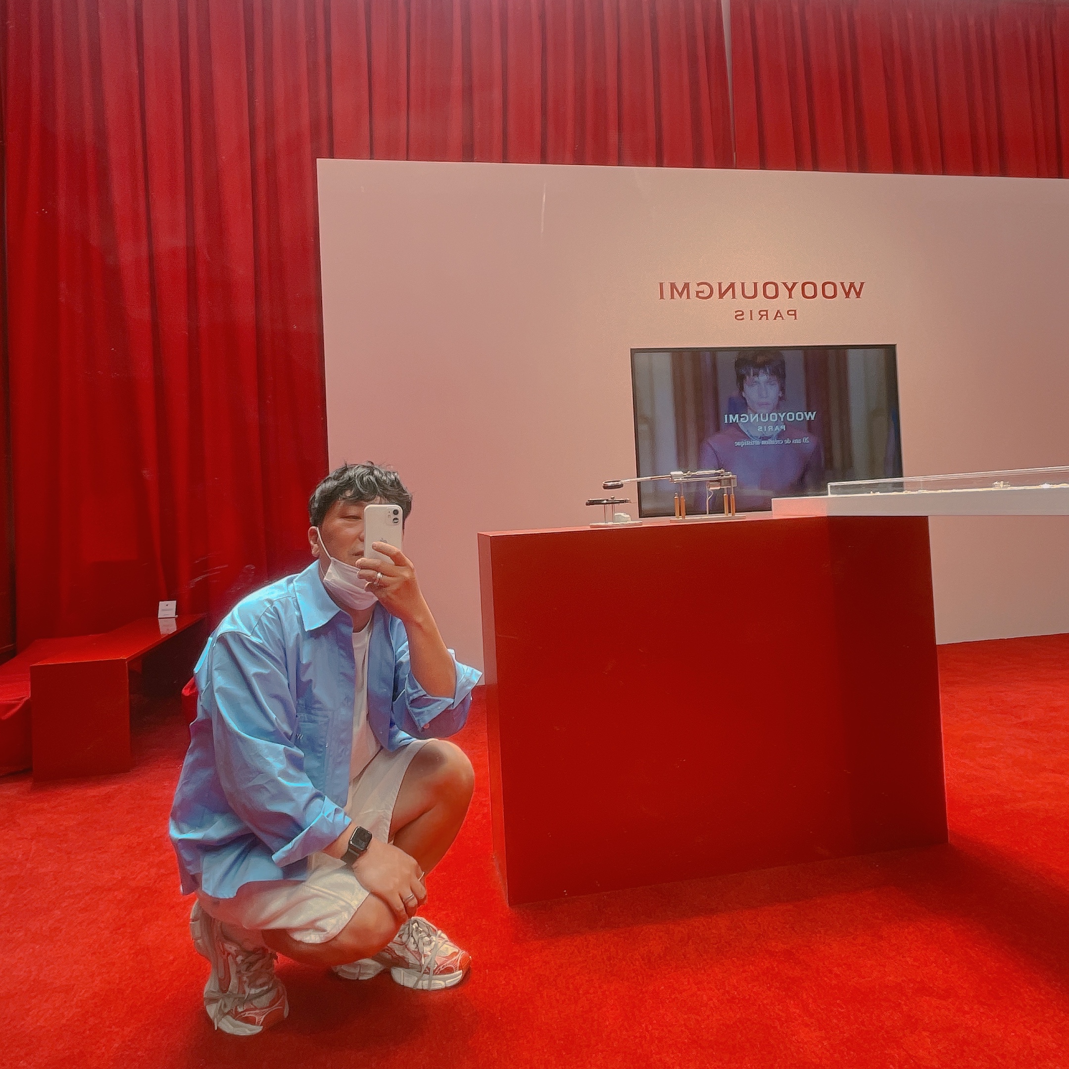 Wooyoungmi Cotton Back Logo Shirt Blue - 23SS 착용 스타일 - 2