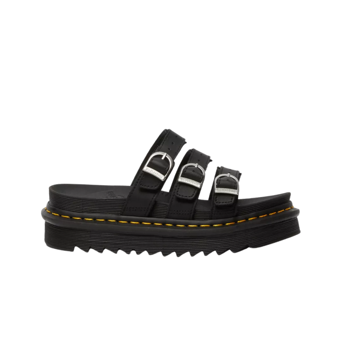 (W) 닥터마틴 블레어 레더 슬라이드 샌들 블랙((W) Dr. Martens Blaire Leather Slide Sandal Black)