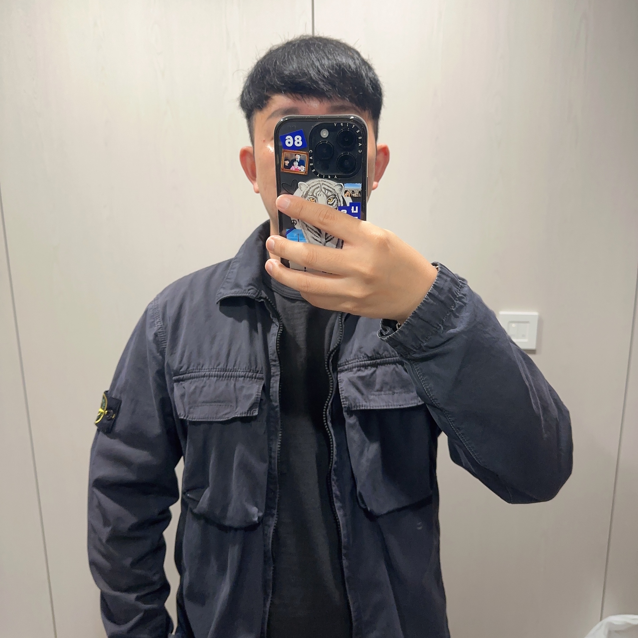 Stone Island 114WN T.CO+OLD Overshirt Navy Blue - 22SS, Human Made Pocket T-Shirt #2 Black 착용 스타일
