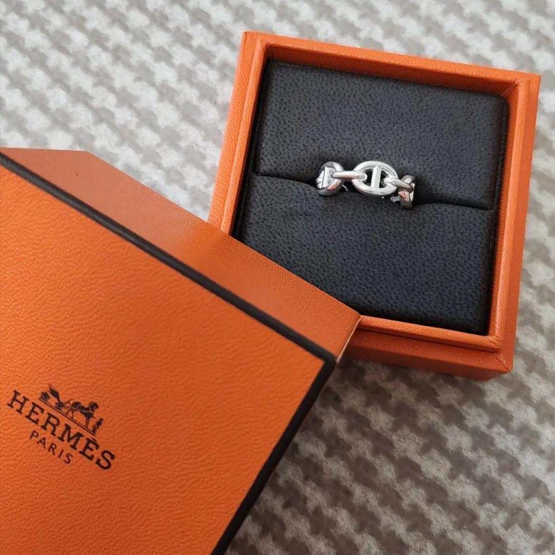 (W) Hermes Small Chaine D'Ancre Enchainee Ring Sterling Silver 착용 스타일