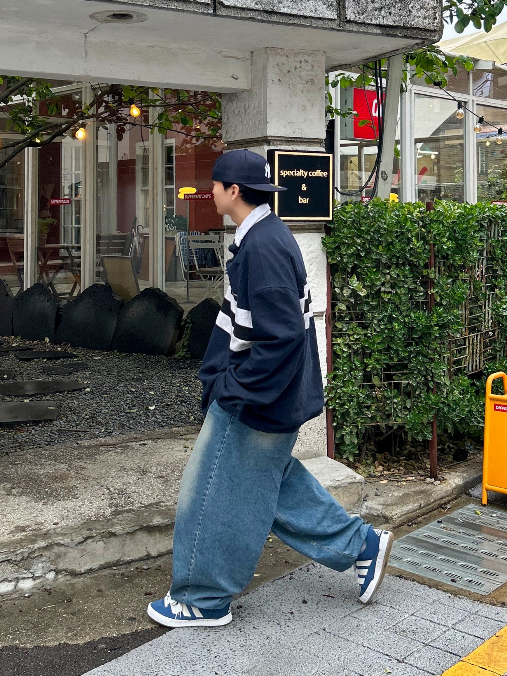 Project G/R Bullied Polo Shirts Navy, Adidas Adimatic Night Marin 착용 스타일 - 3
