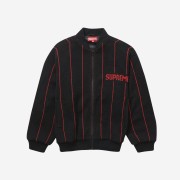 Supreme Pinstripe Varsity Zip Up Sweater Black - 23SS