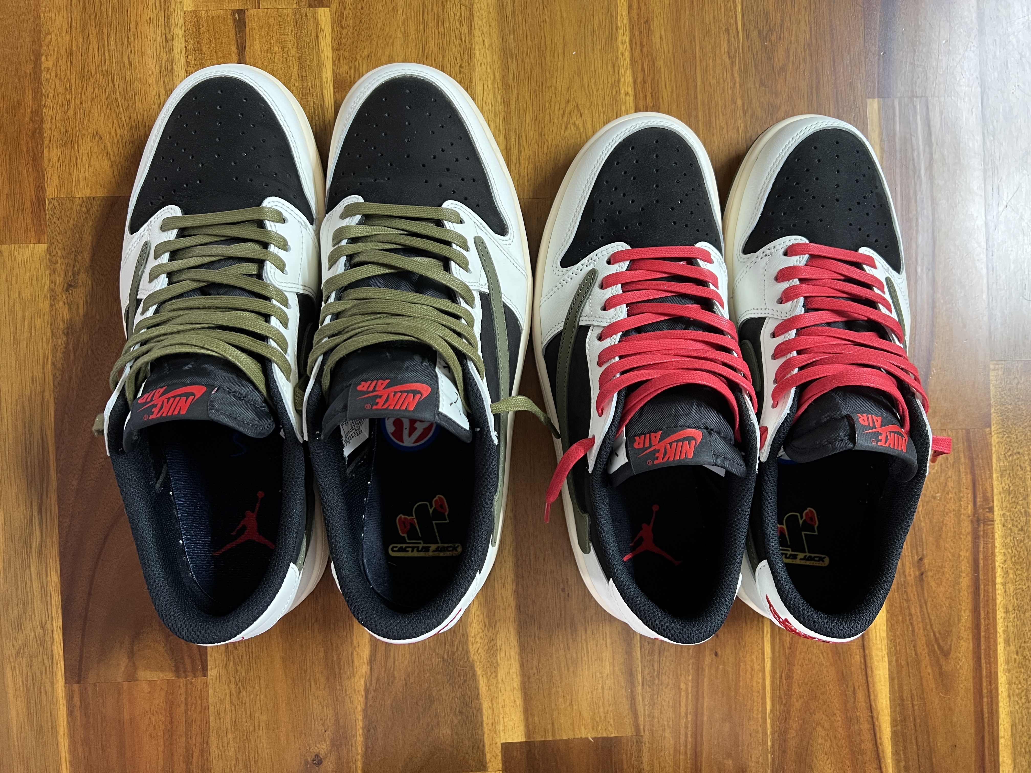 (W) Jordan 1 x Travis Scott Retro Low OG SP Medium Olive 착용 스타일 - 1