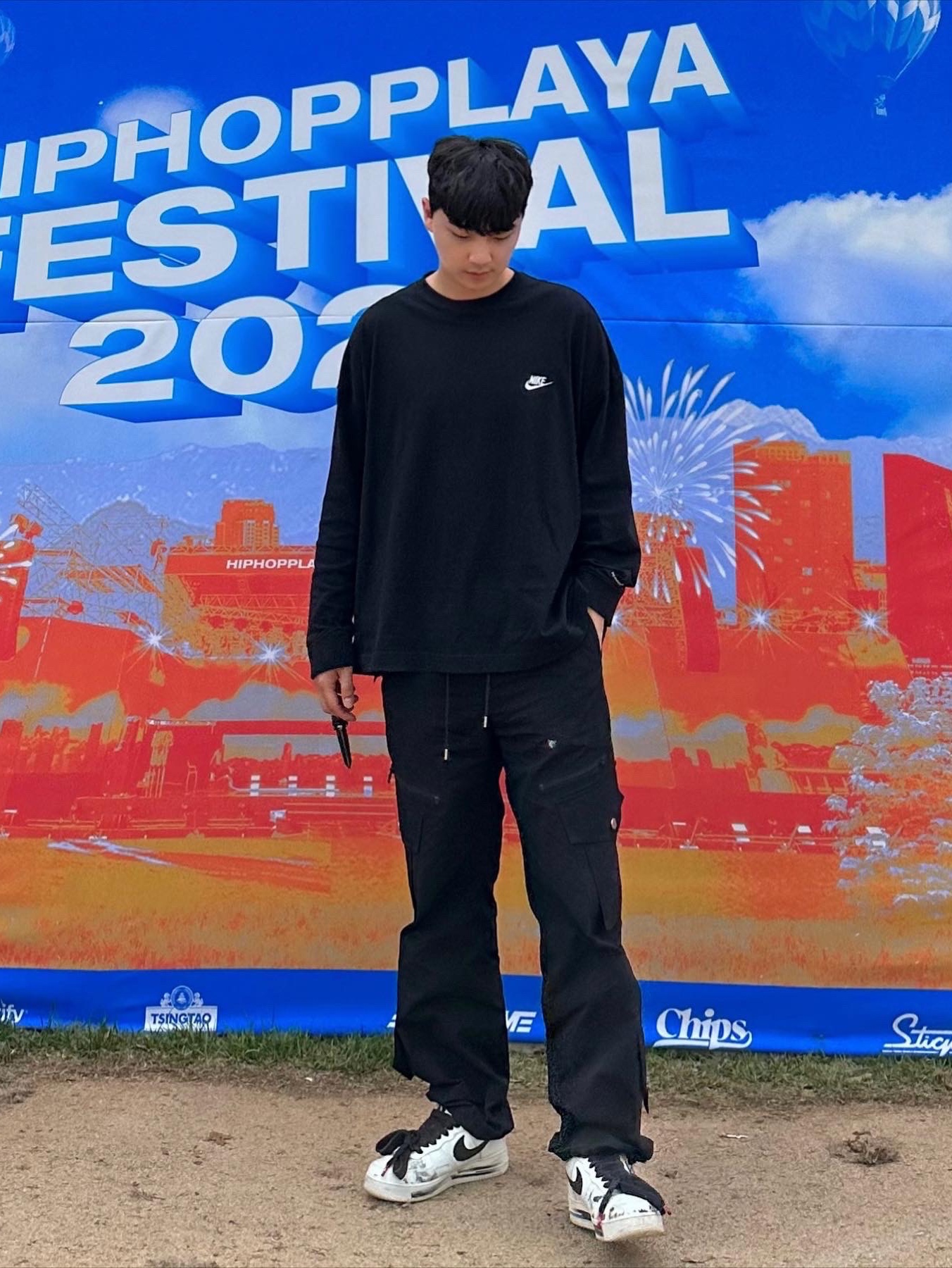 Nike x Peaceminusone Air Force 1 Low Para-Noise 2.0, Nike x Peaceminusone LS T-Shirt Black (DR0098-010) 착용 스타일 - 1