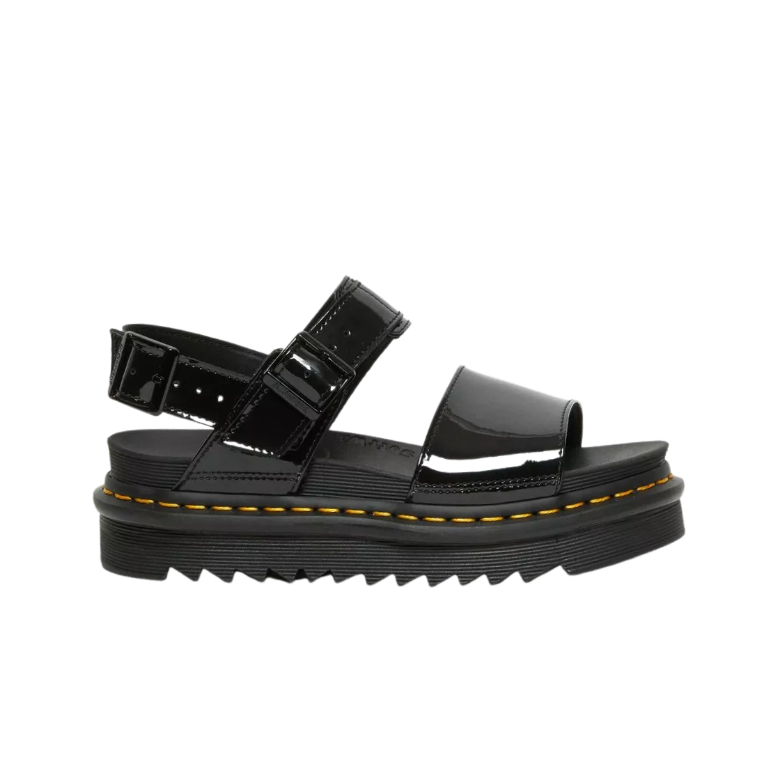 (W) 닥터마틴 보스 페이턴트 레더 스트랩 샌들 블랙((W) Dr. Martens Voss Patent Leather Strap Sandal Black) - 1