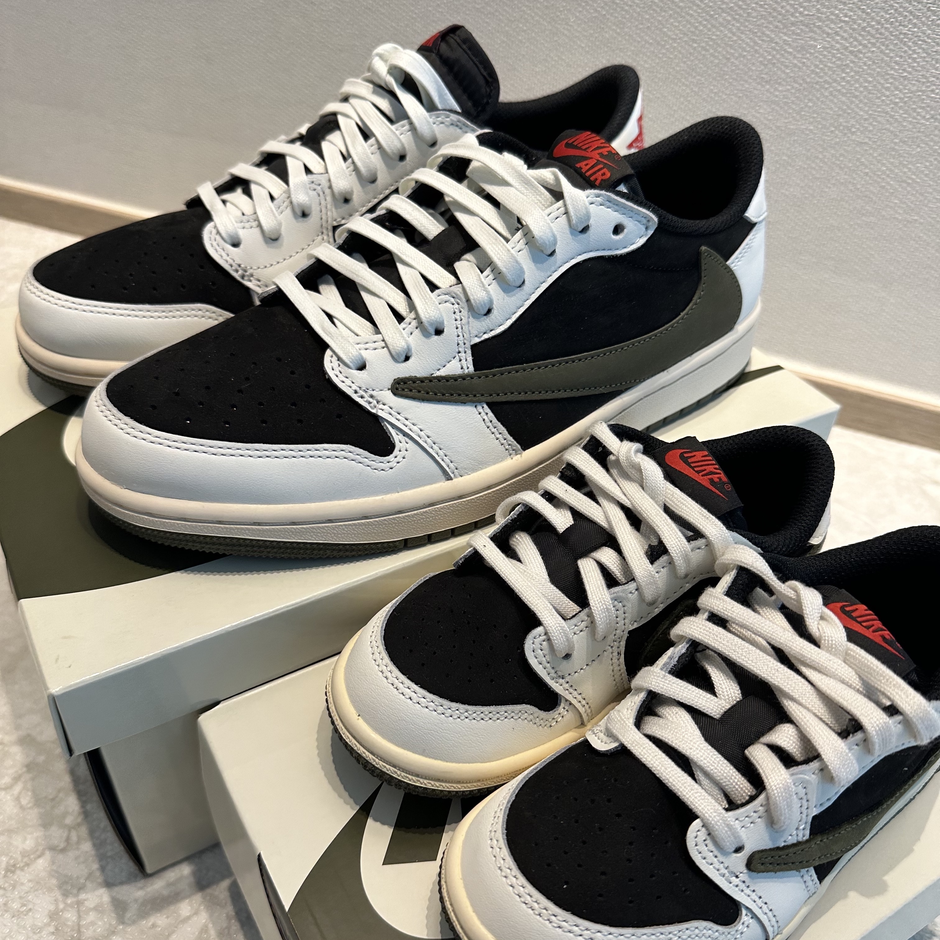 (W) Jordan 1 x Travis Scott Retro Low OG SP Medium Olive, (TD) Jordan 1 x Travis Scott Retro Low OG SP Medium Olive 착용 스타일