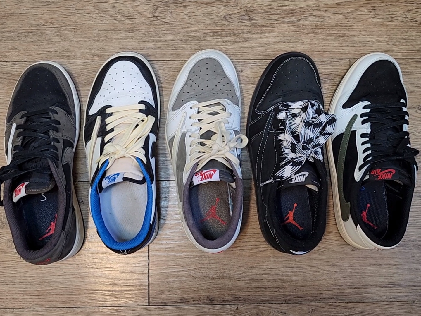 Jordan 1 x Travis Scott Retro Low OG SP Sail and Ridgerock, Jordan 1 x Travis Scott x Fragment Retro Low OG SP Military Blue 착용 스타일 - 5