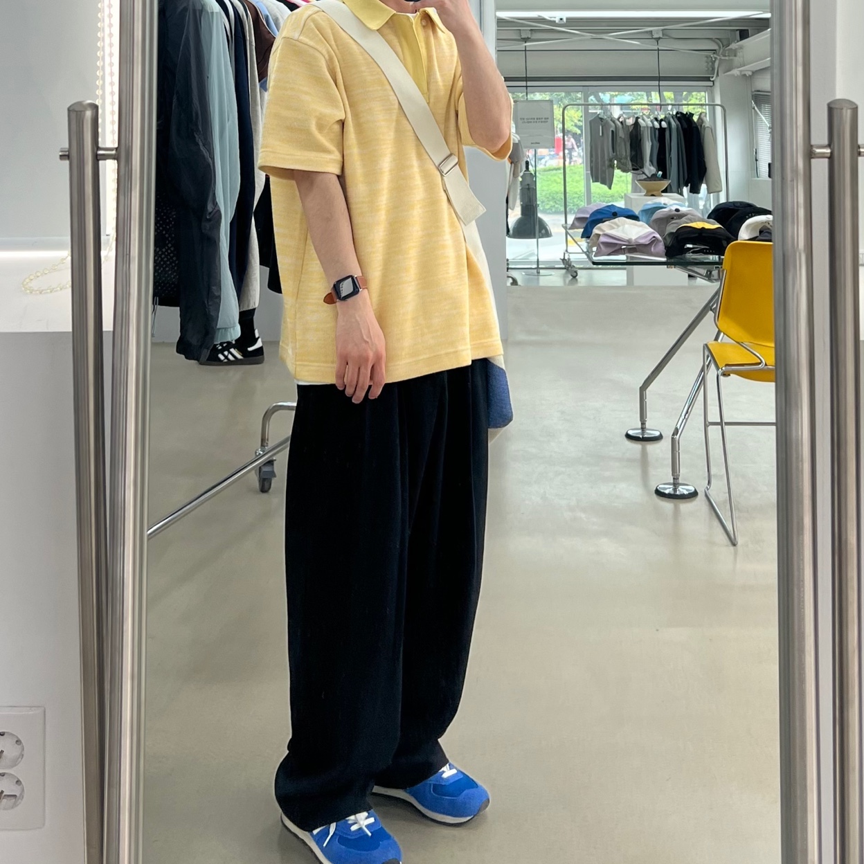 뉴발란스 574 헤리티지 블루 화이트 착용 스타일