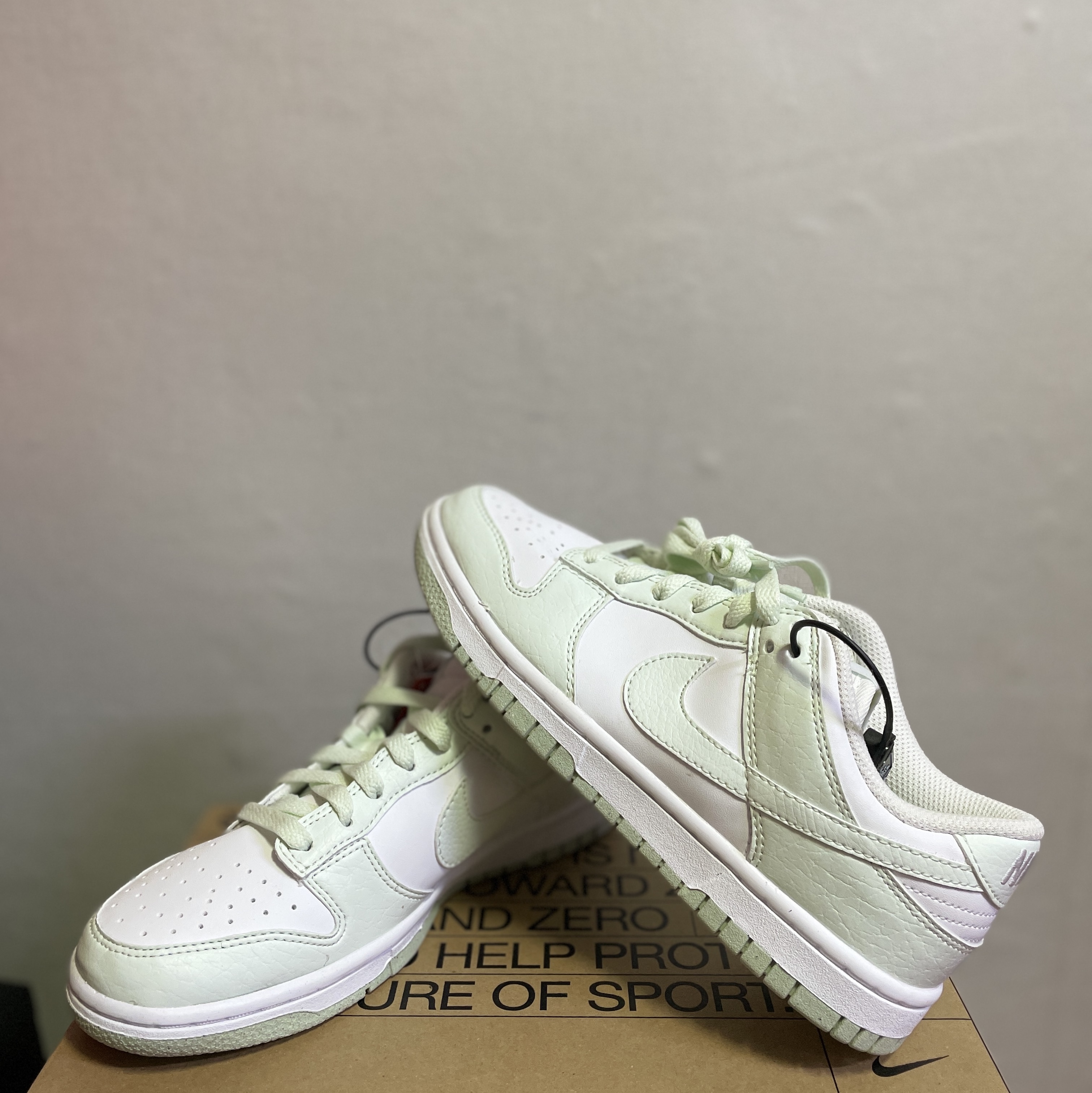 (W) Nike Dunk Low Next Nature Barely Green and White 착용 스타일 - 2