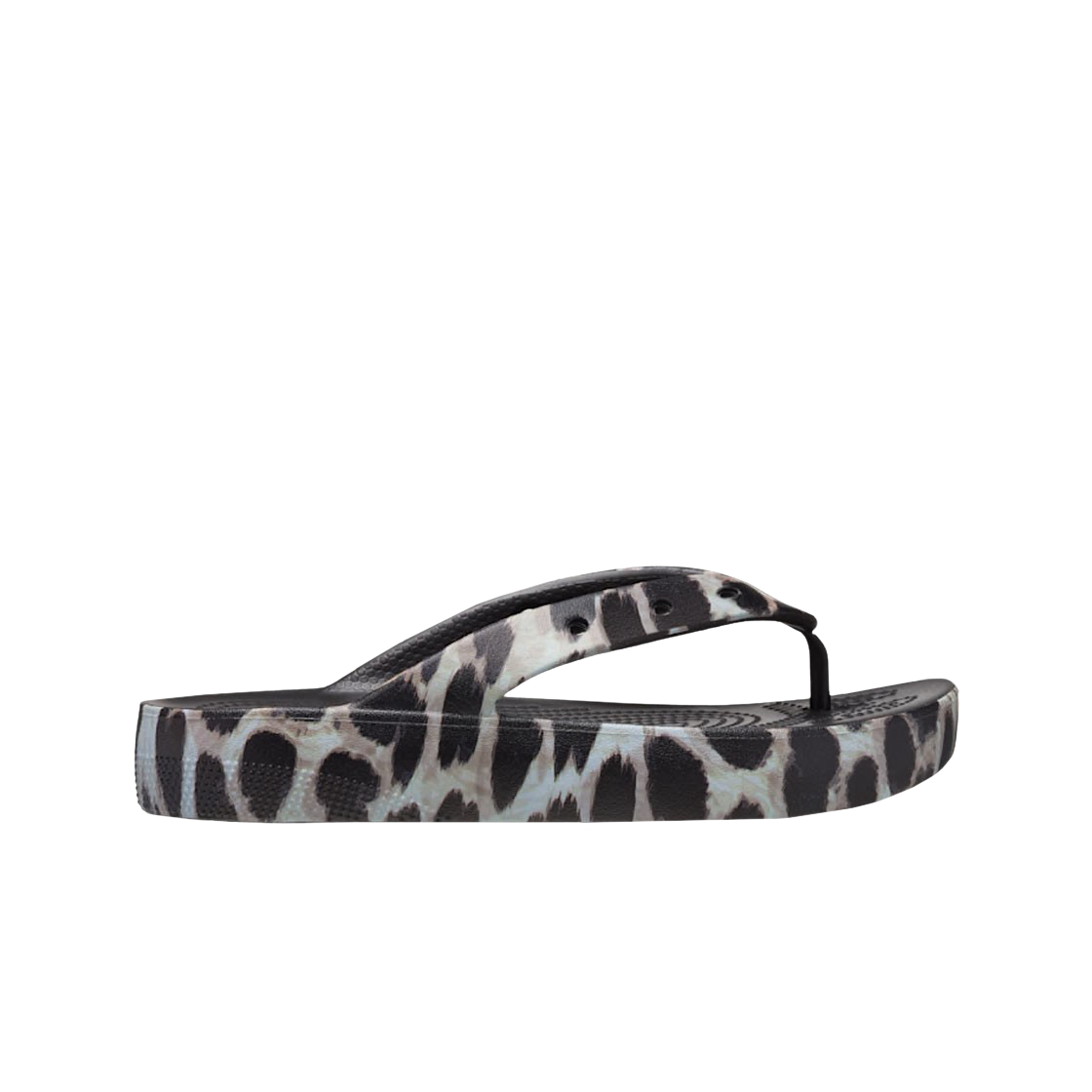 (W) 크록스 클래식 플랫폼 애니멀 리믹스 플립 블랙 레오파드((W) Crocs Classic Platform Animal Remix Flip Black Leopard) - 1