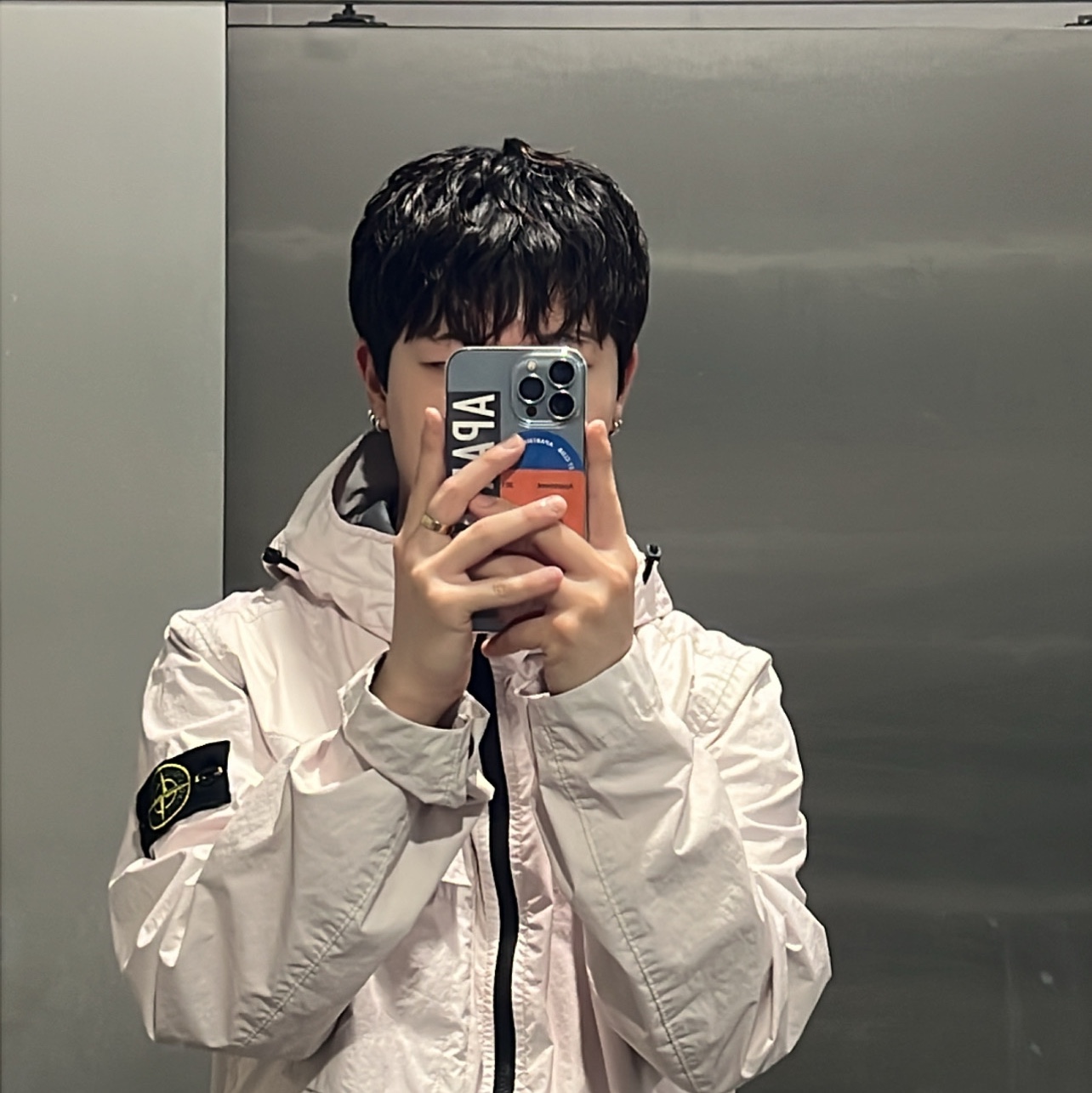 Stone Island 40223 Membrana 3L TC Garment Dyed Hooded Jacket Rose - 22SS 착용 스타일 - 2