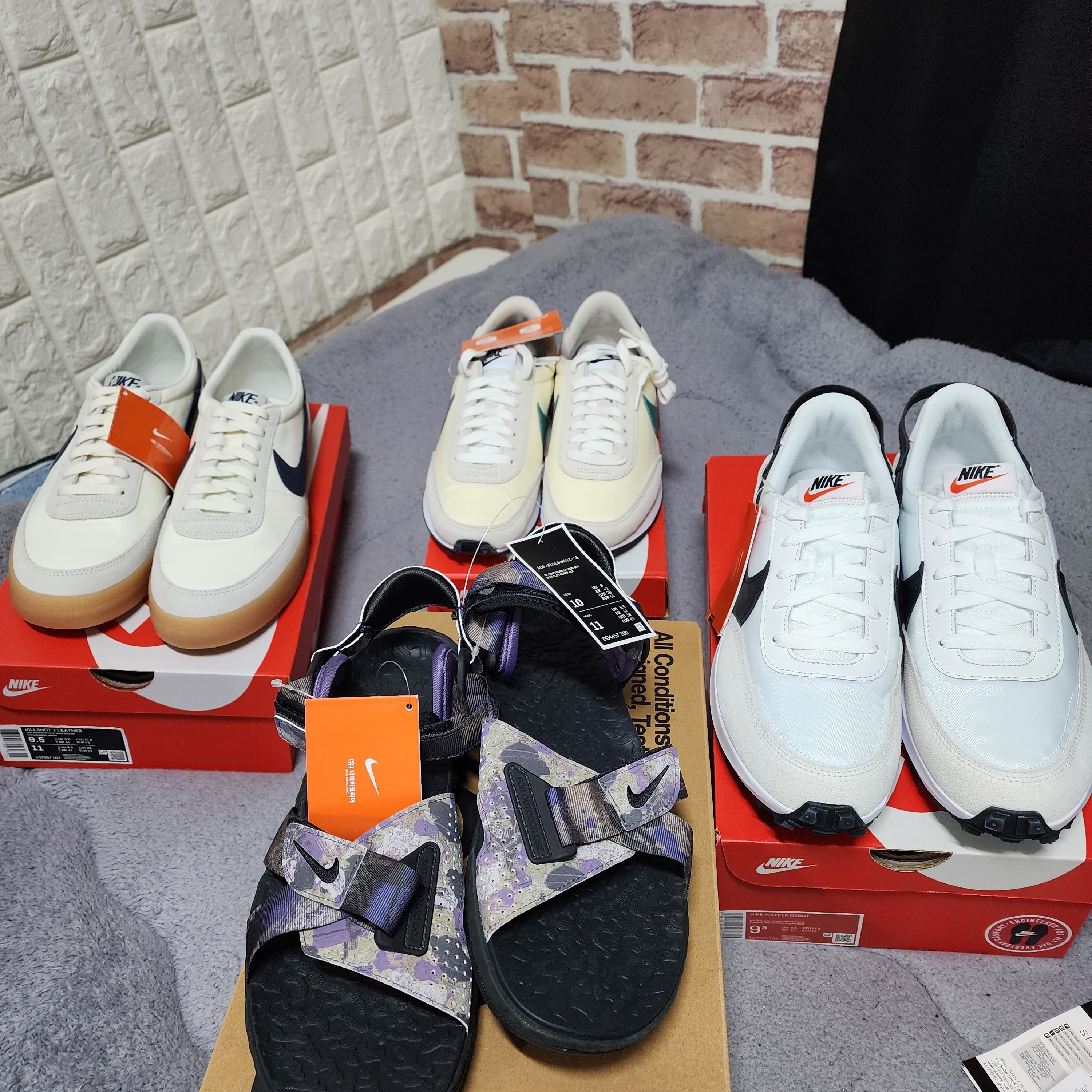 (W) Nike Daybreak Coconut Milk Green, Nike x J.Crew Killshot 2 Sail Midnight Navy 착용 스타일 - 2