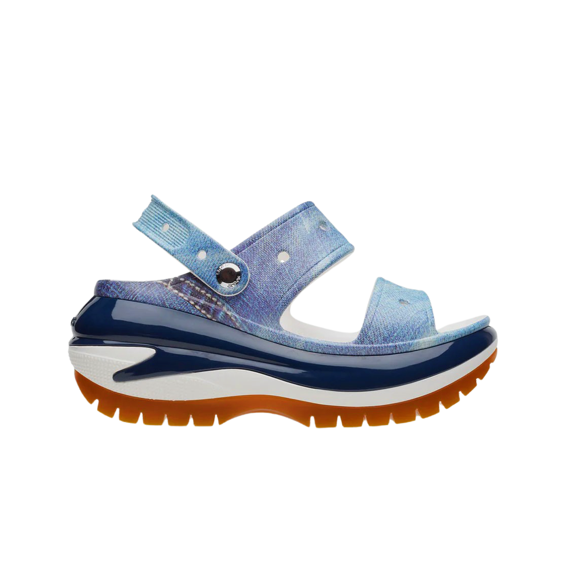 208248-94S Crocs Classic Mega Crush Denim Sandal White Multi - 대표 이미지 #1