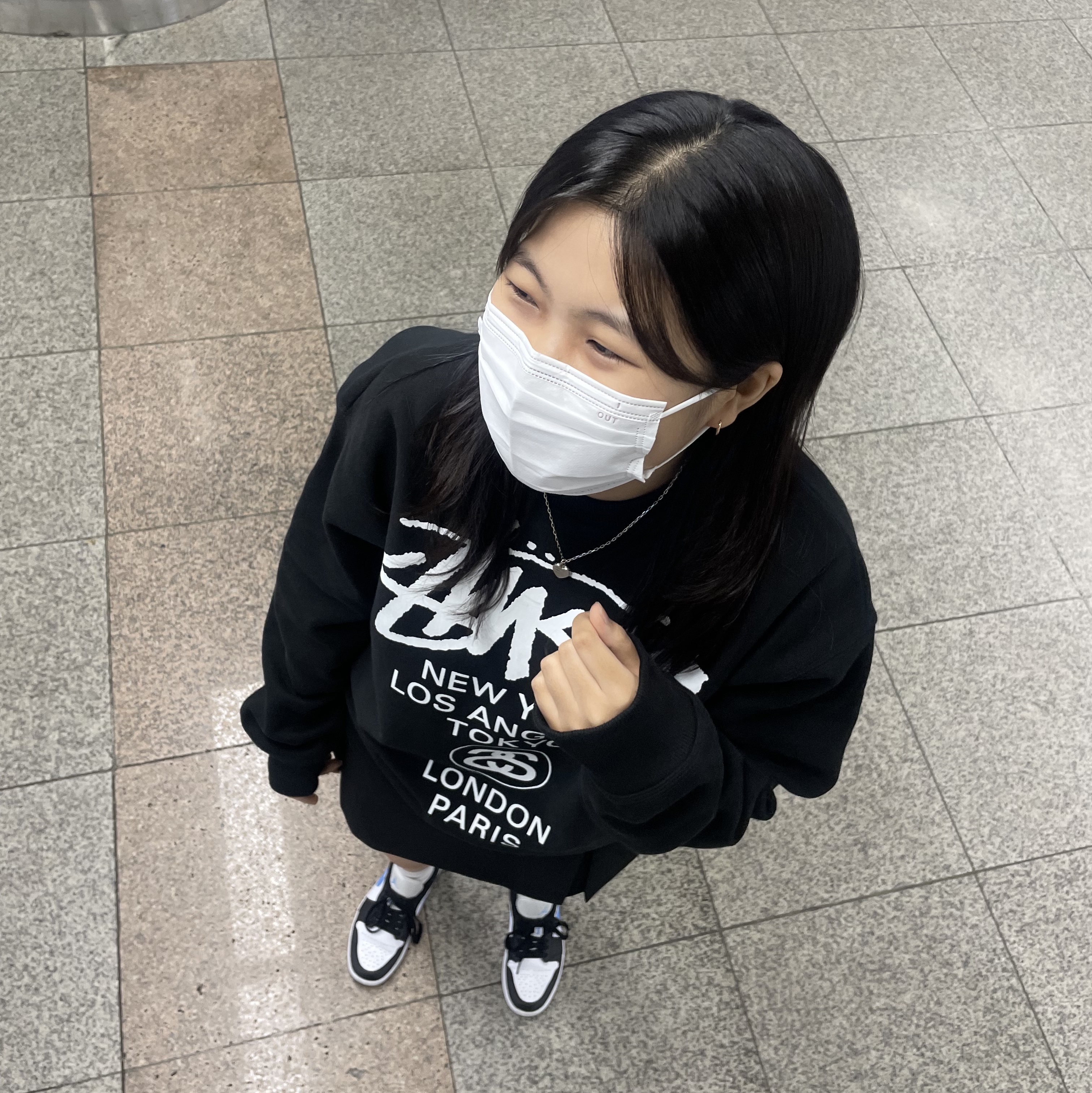 (W) Jordan 1 Low Black University Blue 착용 스타일