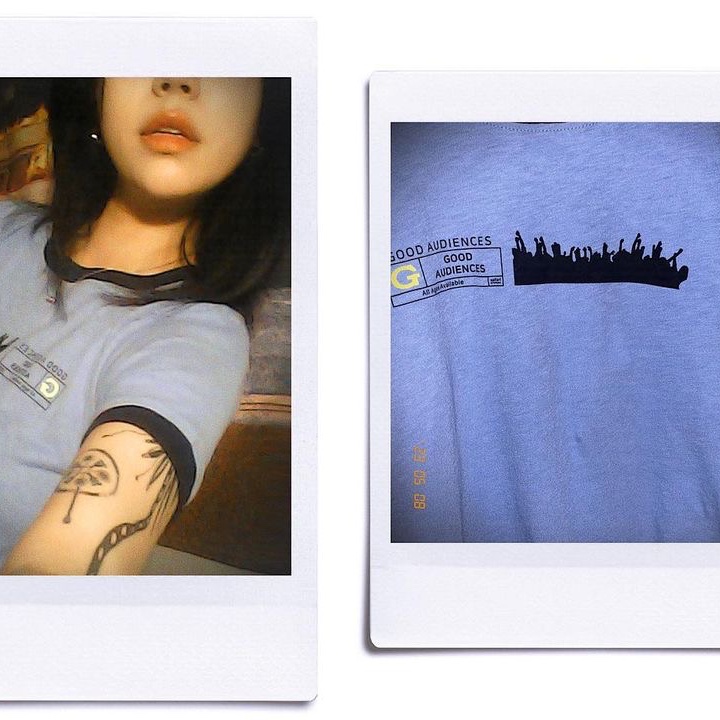 Safarispot Women 1/2 Good Audiences Tee Sky 착용 스타일 - 2