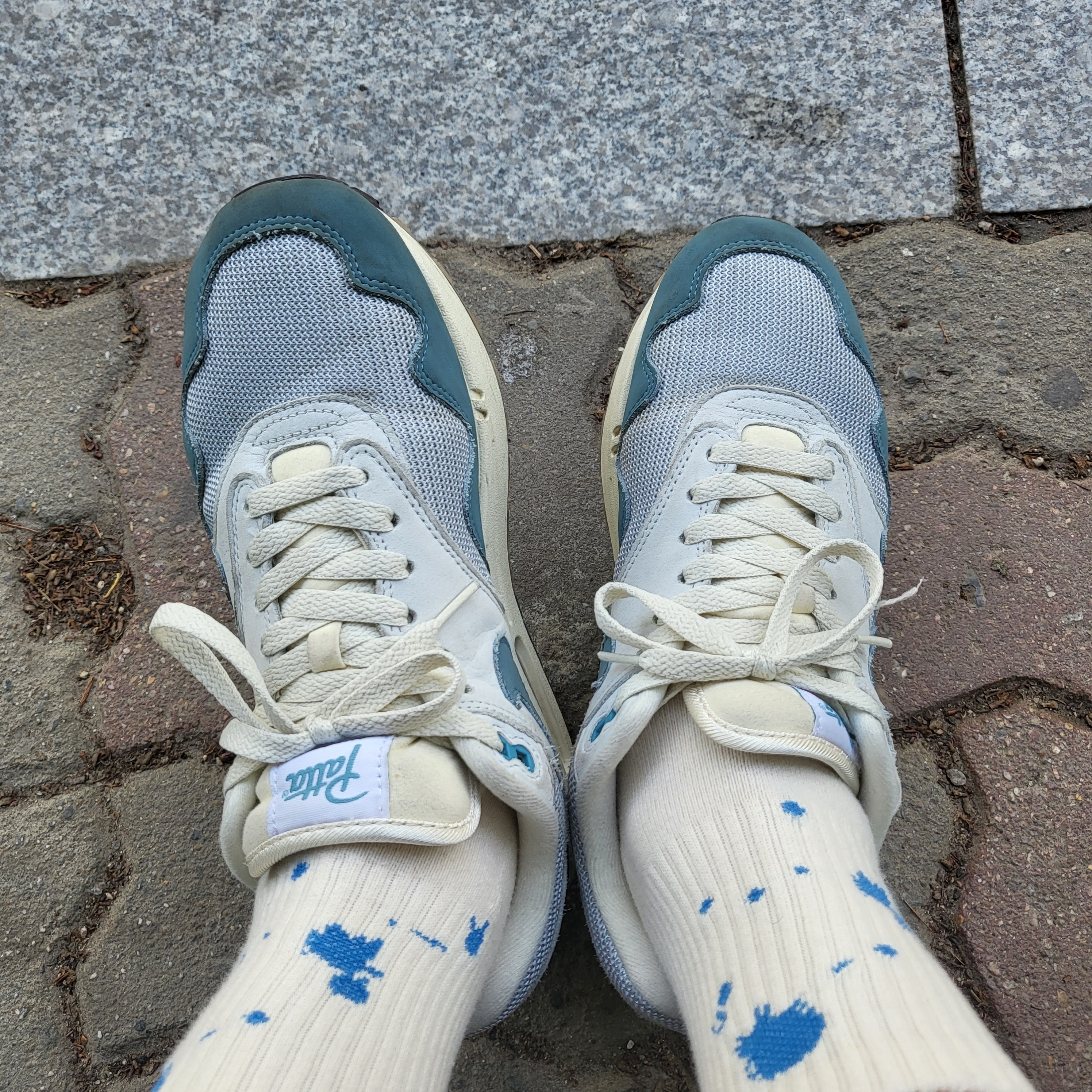 Nike x Patta Air Max 1 Noise Aqua, Supreme Frayed Logos Denim Camp Cap Blue - 21SS 착용 스타일 - 4