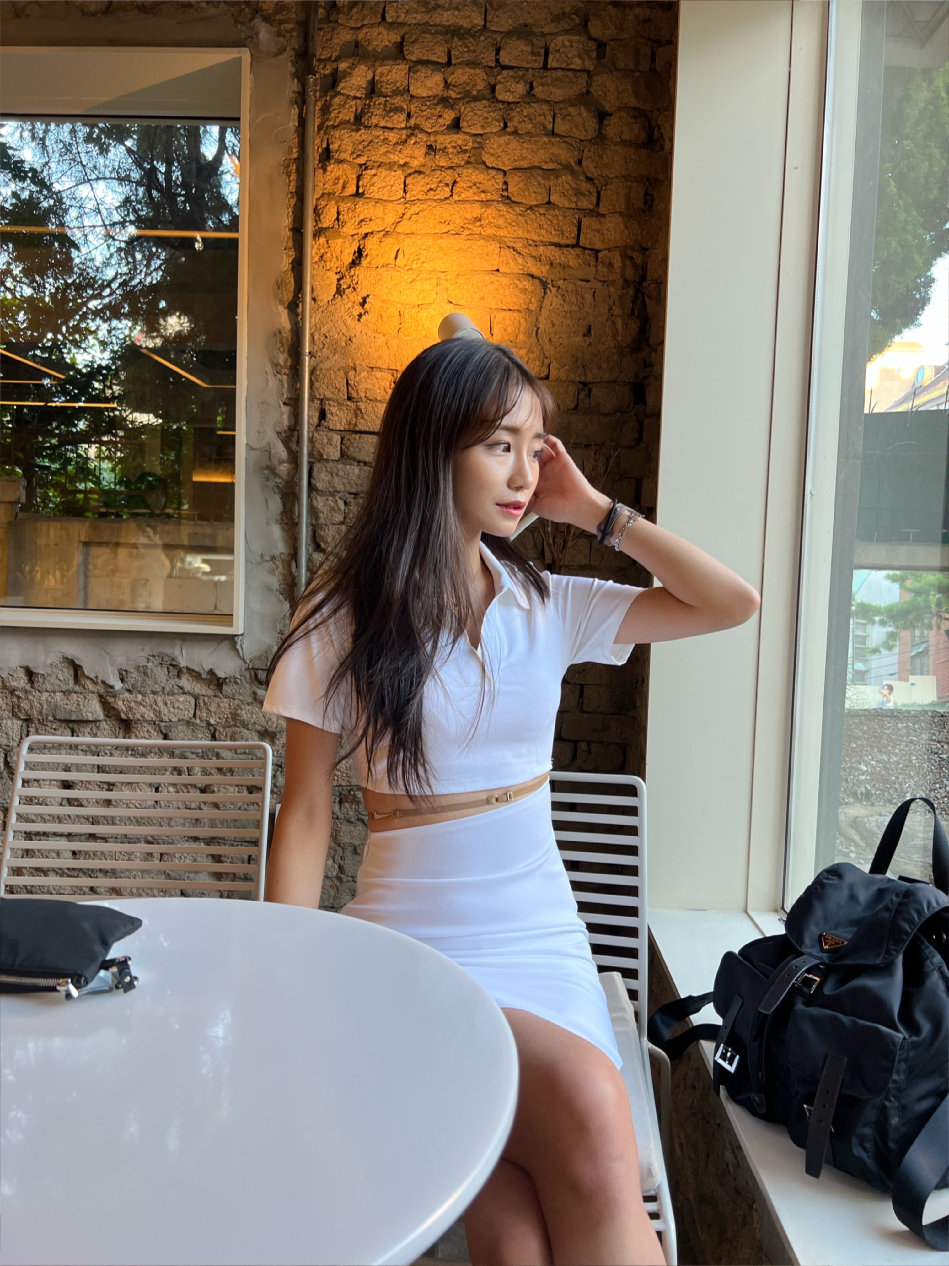 (W) Nike x Jacquemus NRG Short Sleeve Polo Dress White - Asia, (W) Nike x Jacquemus NRG Short Sleeve Polo Dress White - US/EU 착용 스타일 - 2