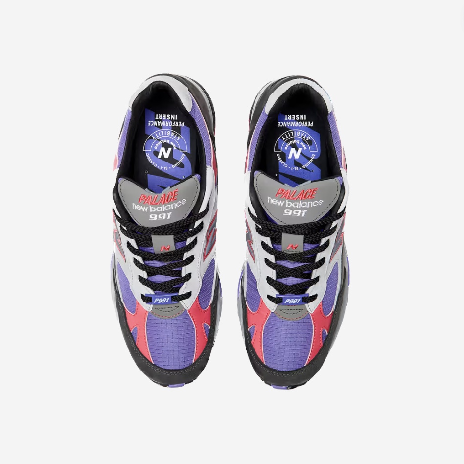 New Balance x Palace 991 Made in UK Teal Brown, New Balance x Palace 991 Made in UK Black Ultra Violet 착용 스타일 - 5