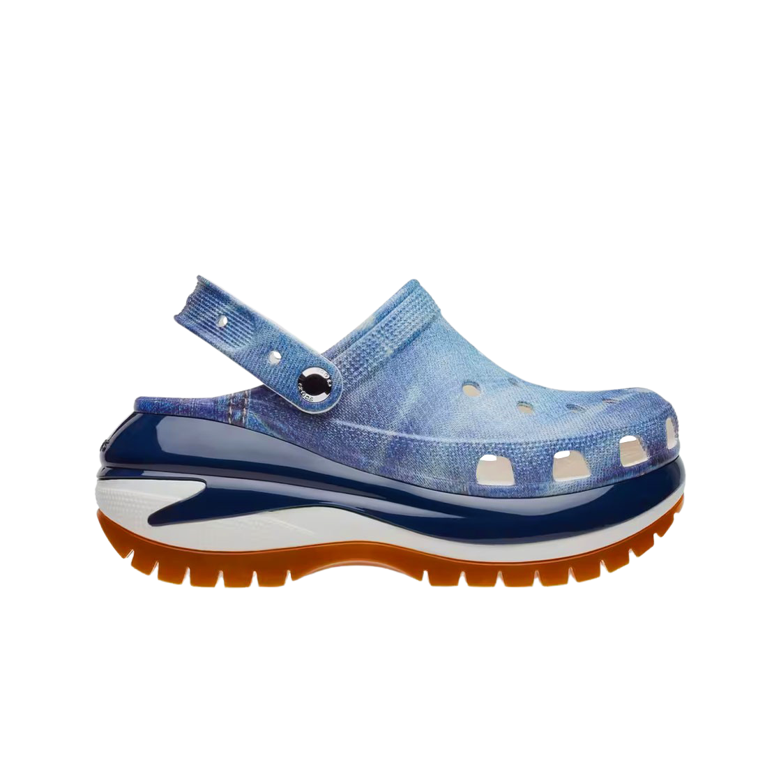 Crocs Classic Mega Crush Denim Clog White Multi 상세 이미지 1