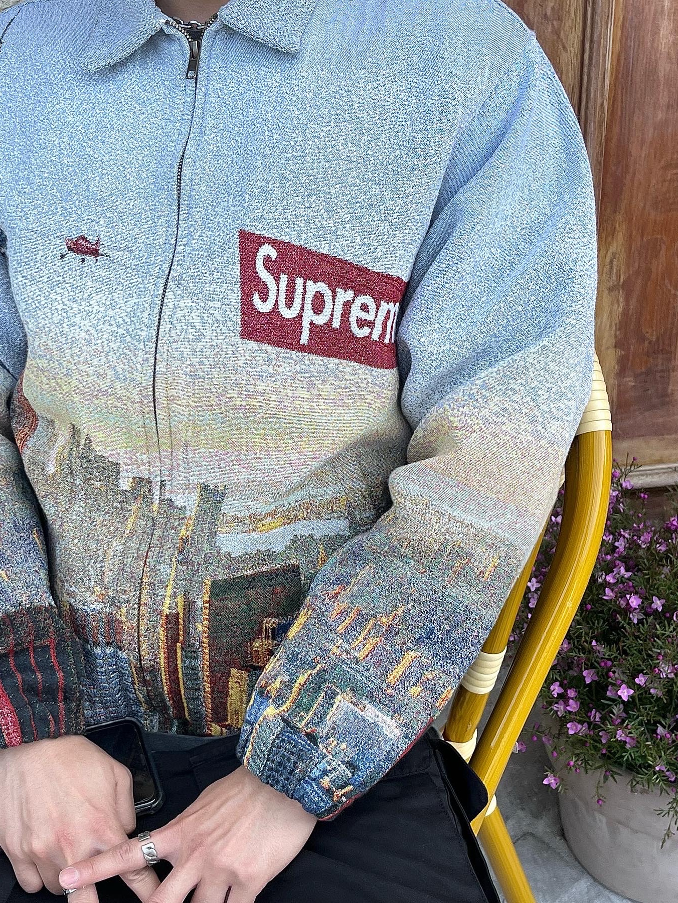 Supreme Aerial Tapestry Harrington Jacket - 20FW, Project G/R Convertible Tactical Pants Black 착용 스타일 - 3