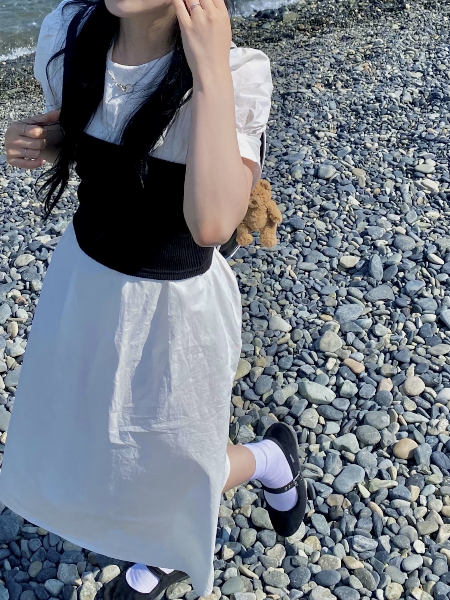 디젤 문 백팩 컷아웃 핸들 블랙, 젤리캣 바톨로뮤 베어 백 참 브라운 착용 스타일 - 4