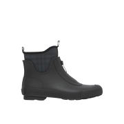(W) Burberry Vintage Check Neoprene Rubber Rain Boots Black Charcoal