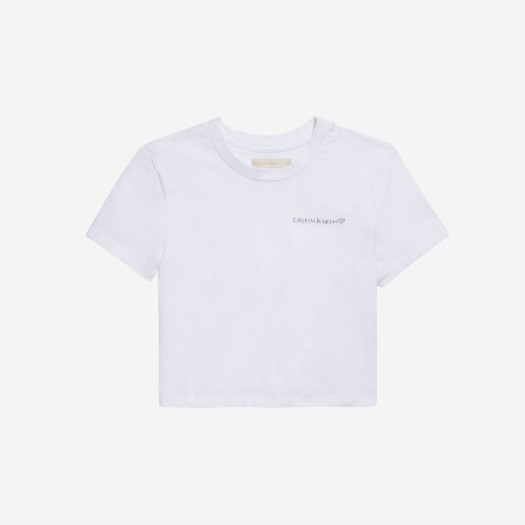 (W) 캘빈 클라인 x 제니 베이비핏 크롭 반팔 티셔츠 화이트
