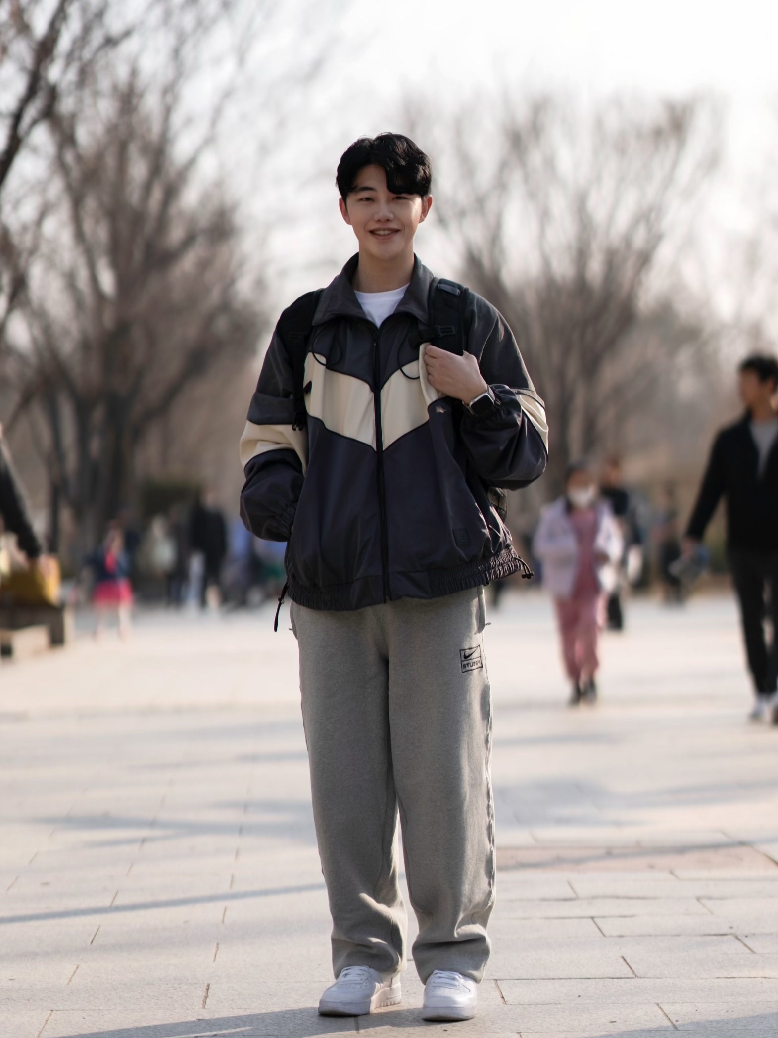 Ader Error Mem Jumper Grey, Nike x Stussy NRG Fleece Pants Dark Grey Heather (DO9340-063) 착용 스타일