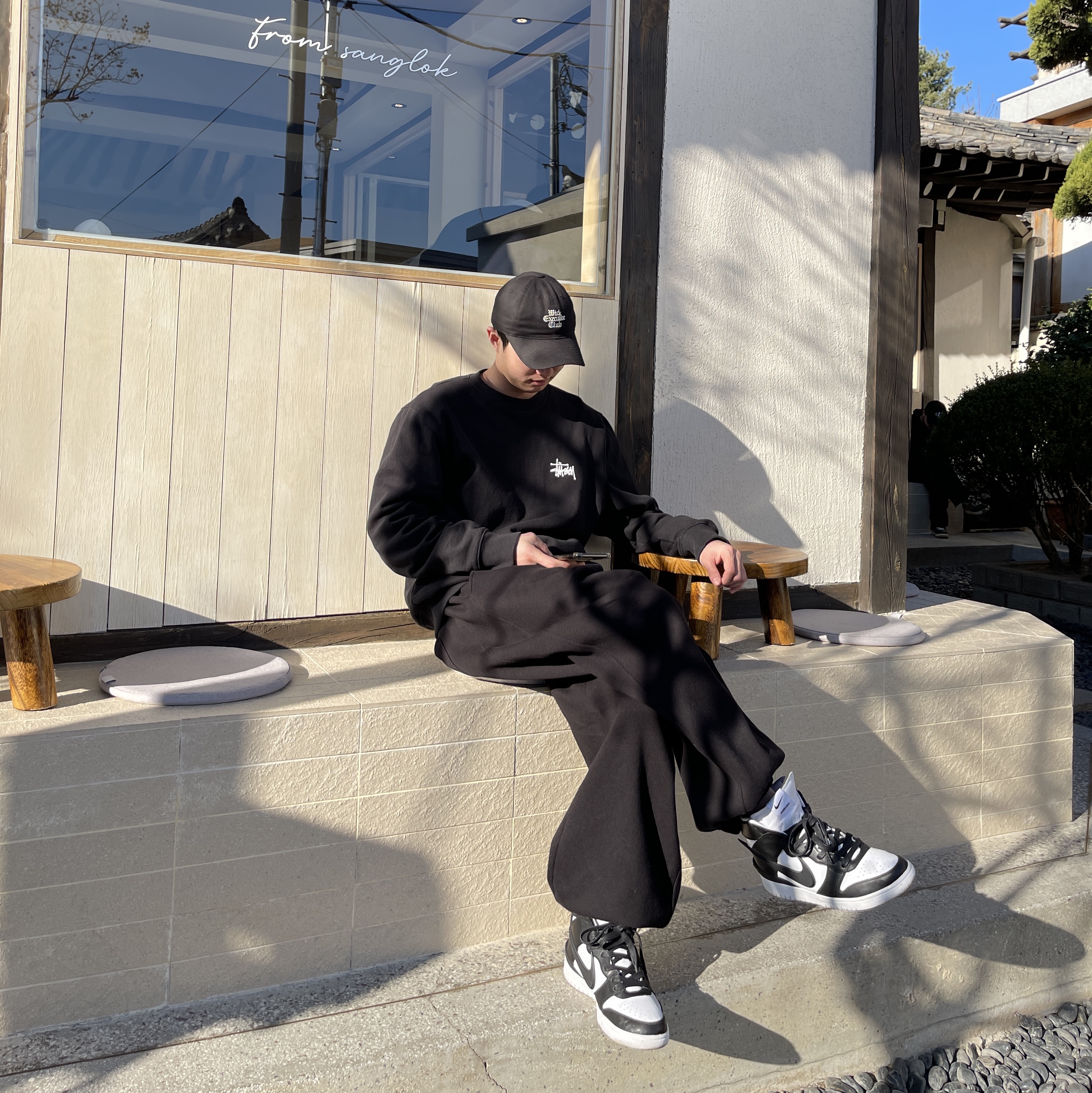 Nike x Ambush Dunk High Black, Stussy Basic Stussy LS T-Shirt Black 2022 착용 스타일