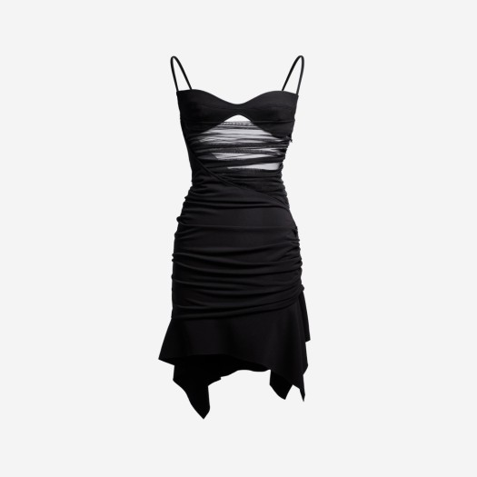 (W) 뮈글러 x H&M 브라 탑 개더드 미니 드레스 블랙