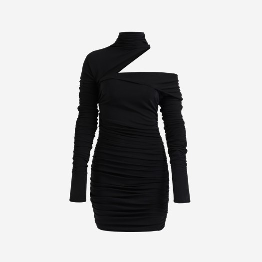 (W) 뮈글러 x 에이치앤엠 개더드 원숄더 미니 드레스 블랙