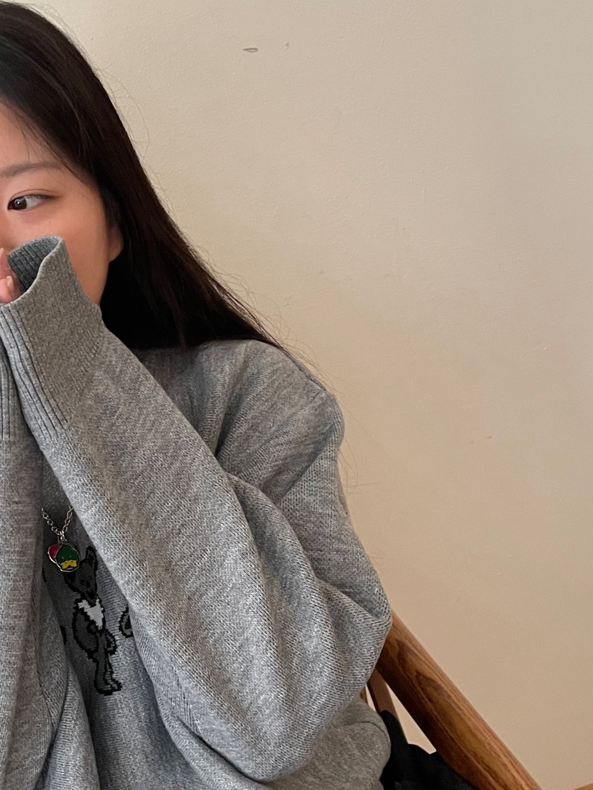 Thisisneverthat x Grateful Dead Dancing Bears Knit Sweater Heather Grey, Human Made Animal Necklace Duck Green 착용 스타일