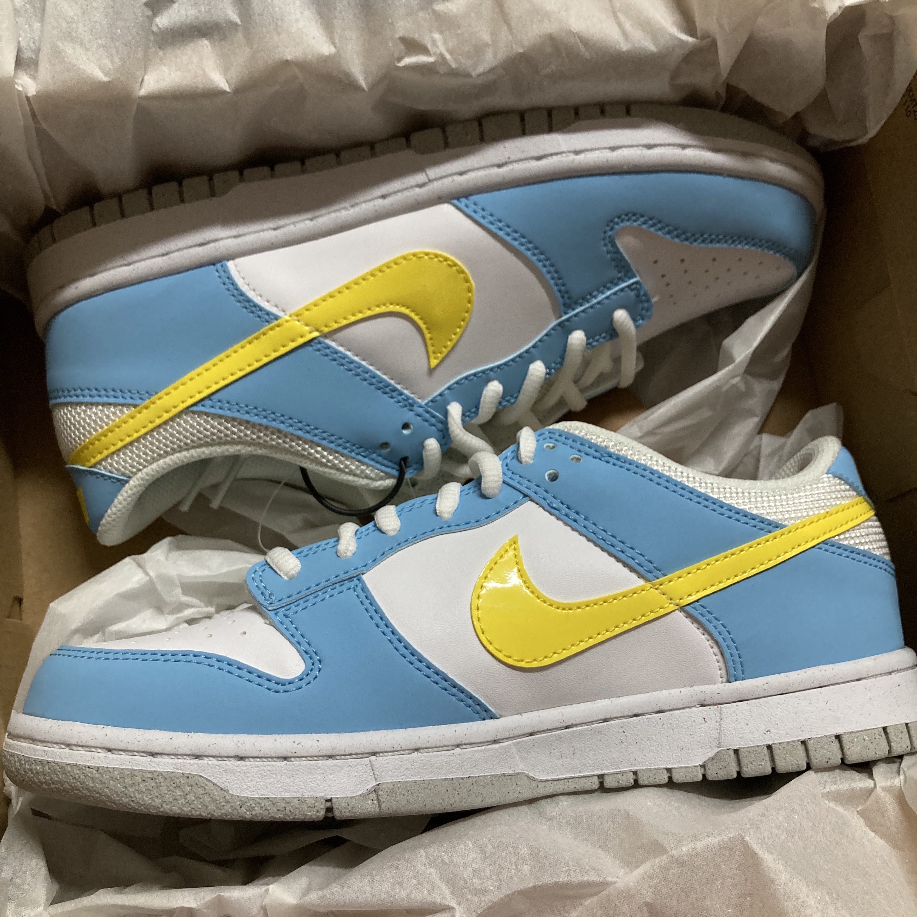 (GS) Nike Dunk Low Next Nature Blue Chill Yellow Strike 착용 스타일 - 1