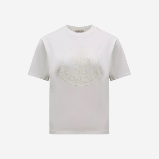 (W) 몽클레르 로고 티셔츠 오프 화이트 - 23SS