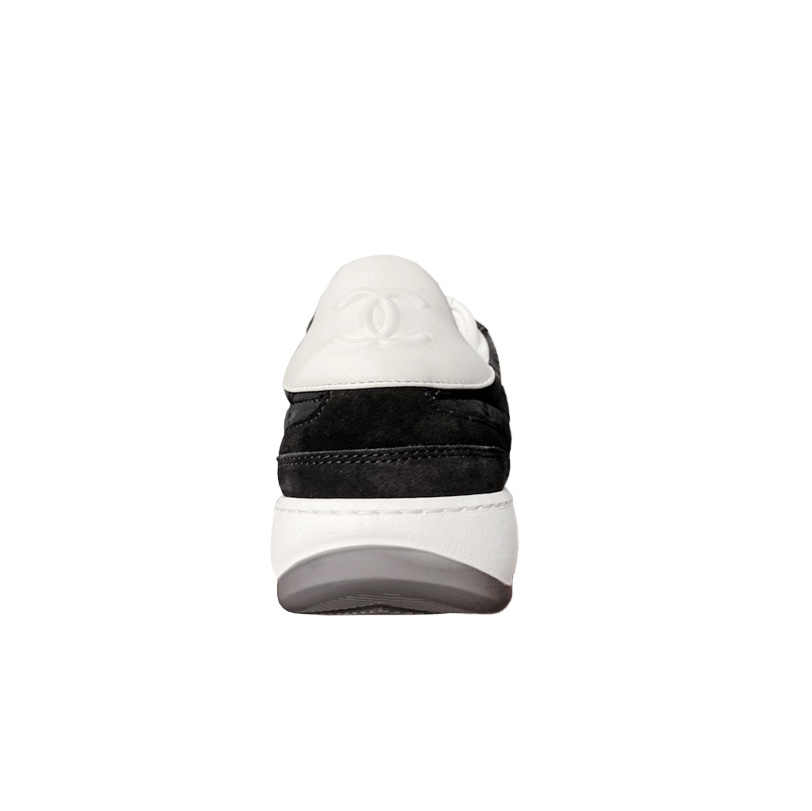 (W) Chanel Sneakers Fabric Suede Calfskin & Black White 착용 스타일