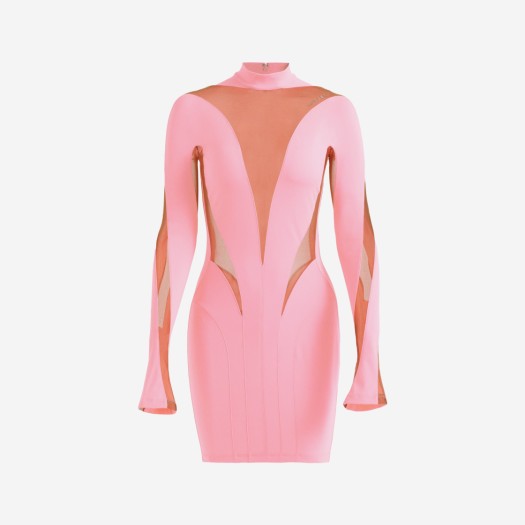 (W) 뮈글러 x 에이치앤엠 메쉬 패널 미니 드레스 핑크