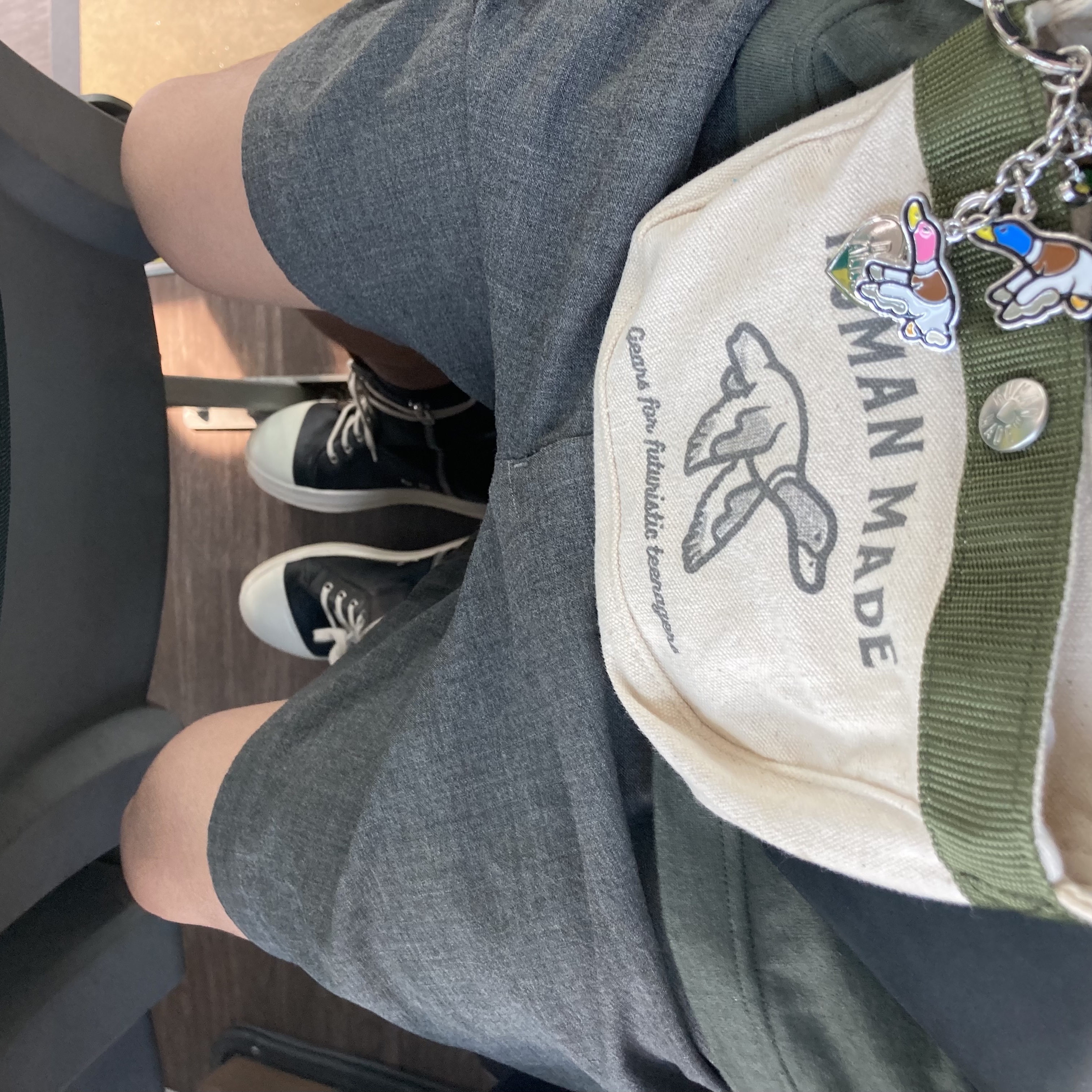 Rick Owens Full Grain Calf Leather Sneakers Black Milk White, Human Made Flying Duck Keyring Silver 착용 스타일