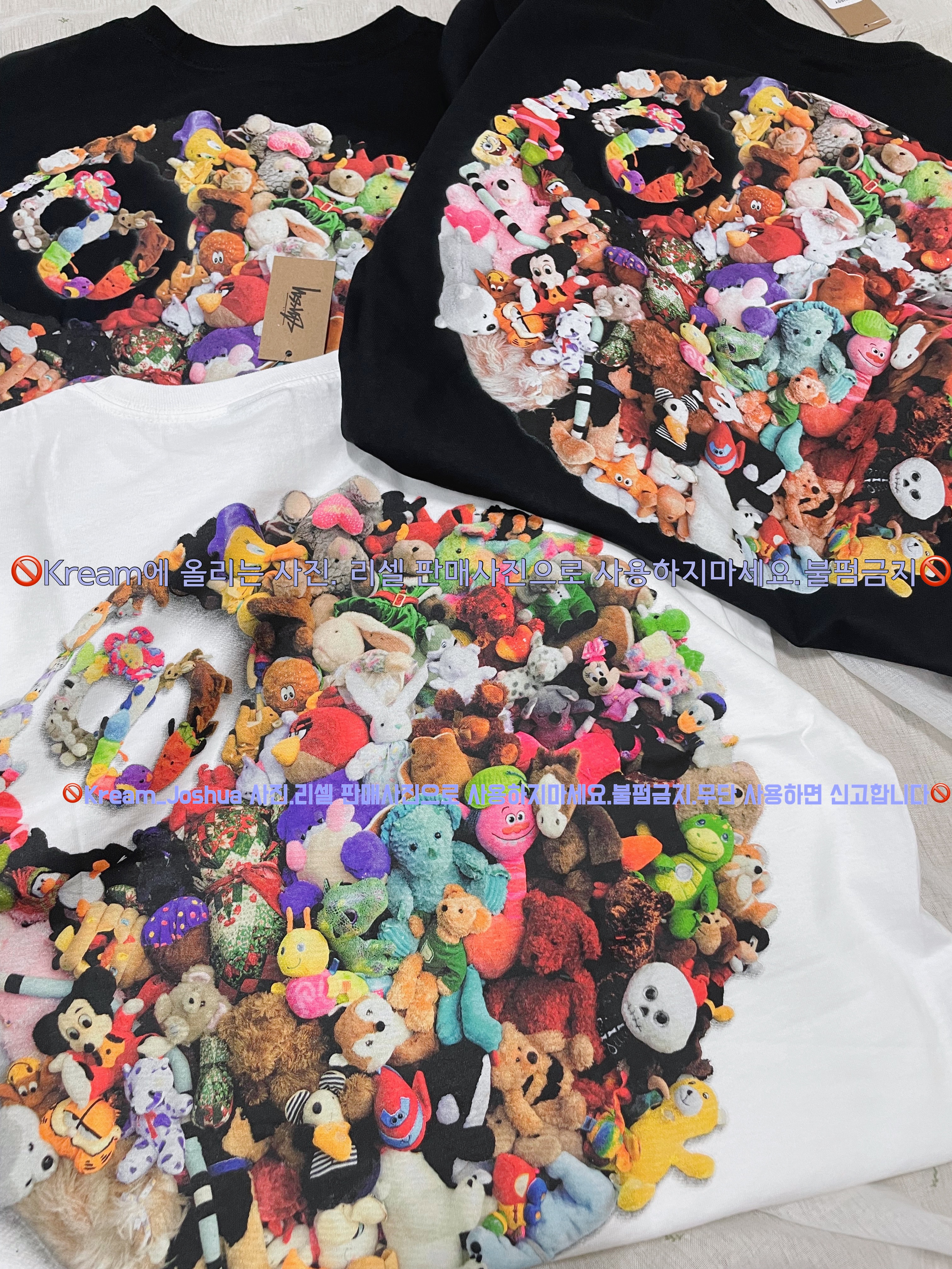 (W) Jordan 1 Mid Barely Rose, Stussy Plush T-Shirt Black 착용 스타일 - 4