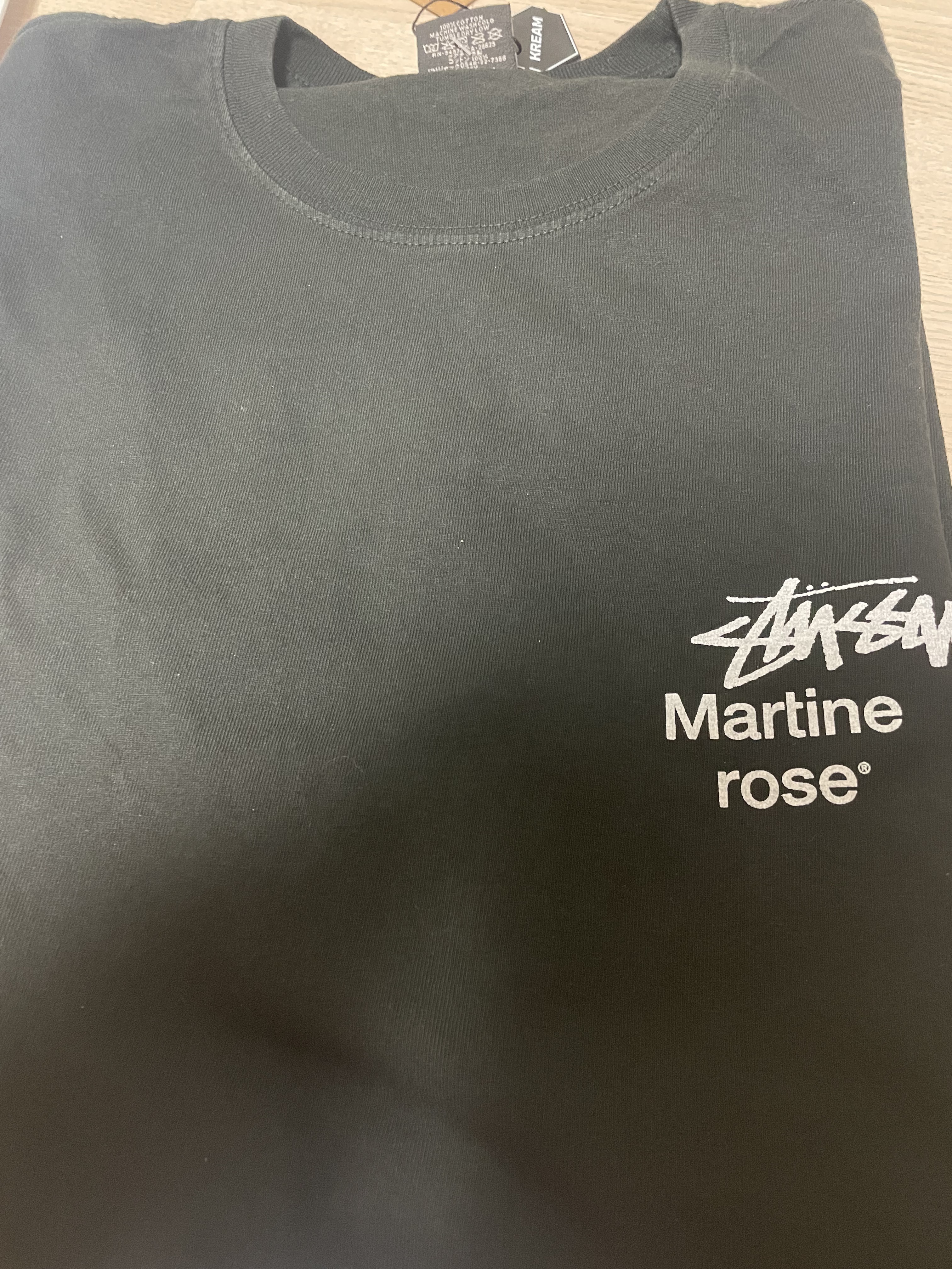 Stussy x Martine Rose Collage Pigment Dyed T-Shirt Black 착용 스타일
