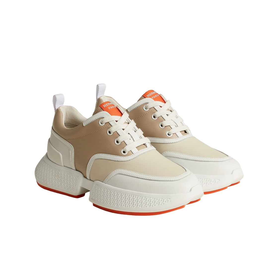(W) 에르메스 기가 스니커즈 카프스킨 & 멀티꼴로르 블랑 곰므((W) Hermes Giga Sneakers Calfskin & Multicolore Blanc Gomme) - 2