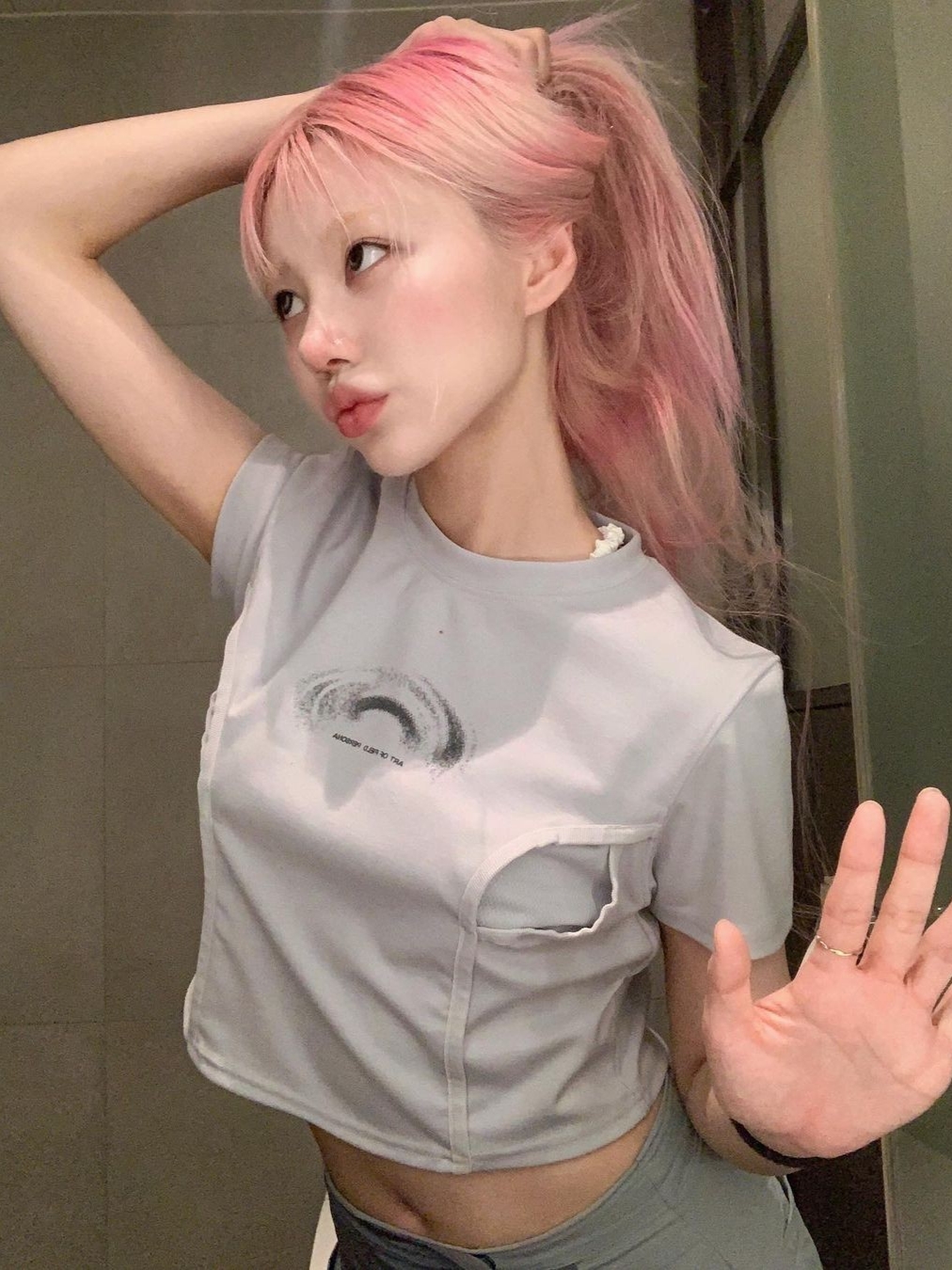 Art Of Field Section Short Sleeved T-Shirt Light Gray 착용 스타일 - 2